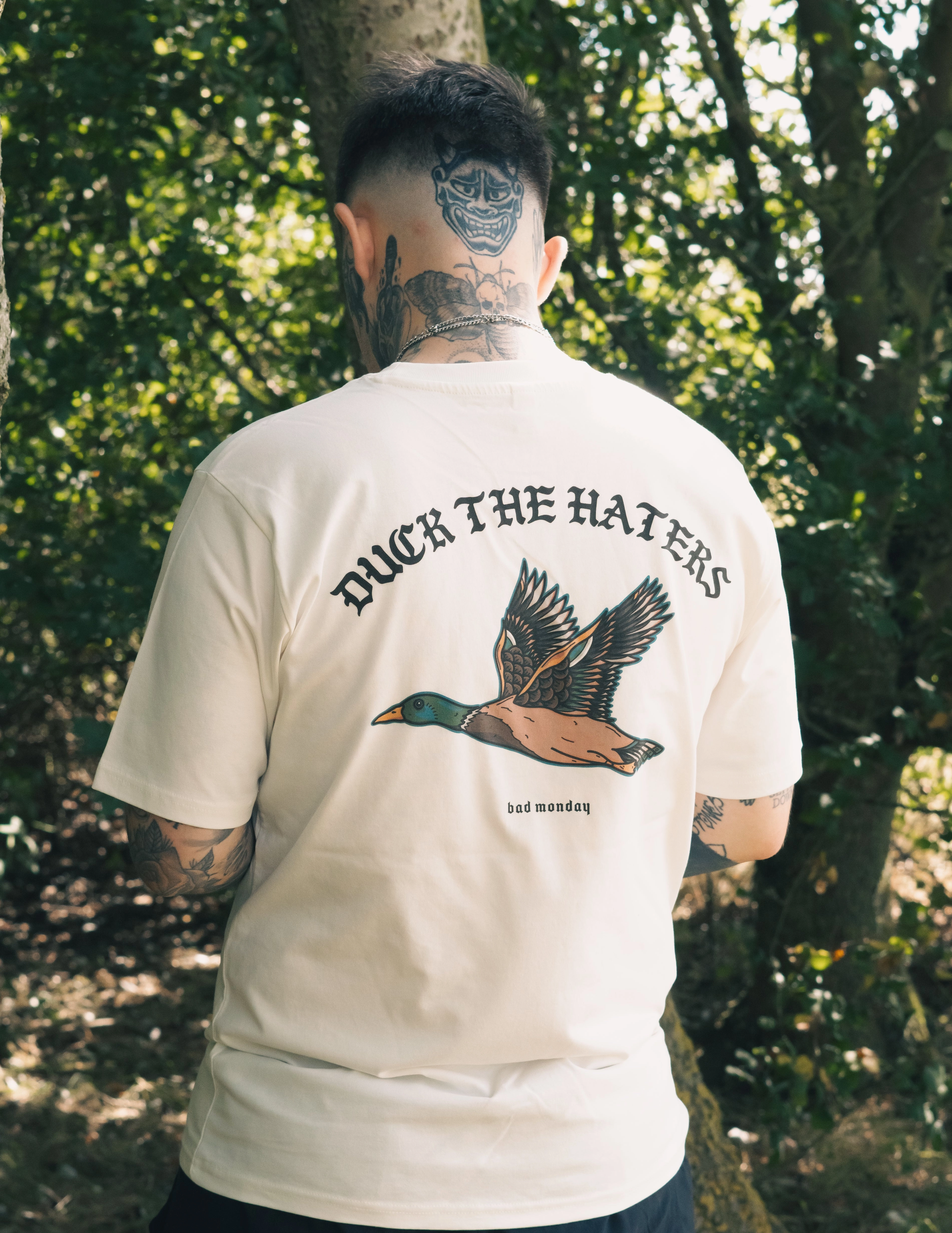 Duck The Haters Tee / Back Print Contrast Stitch Detailing FrenchTerry