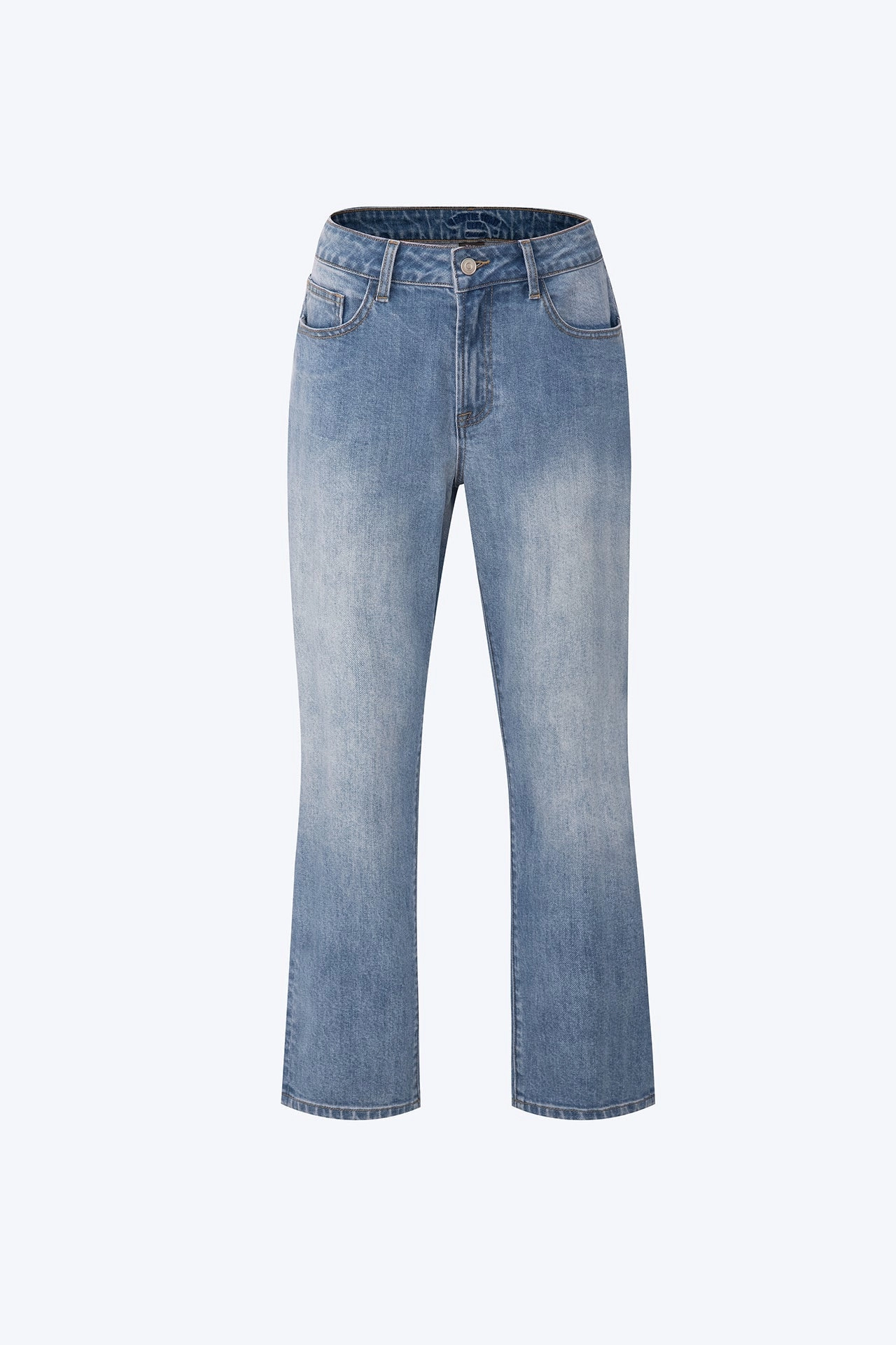 Versatile Comfort UltraSoftLining Straight Cut Jeans with Faded Wash - Denim