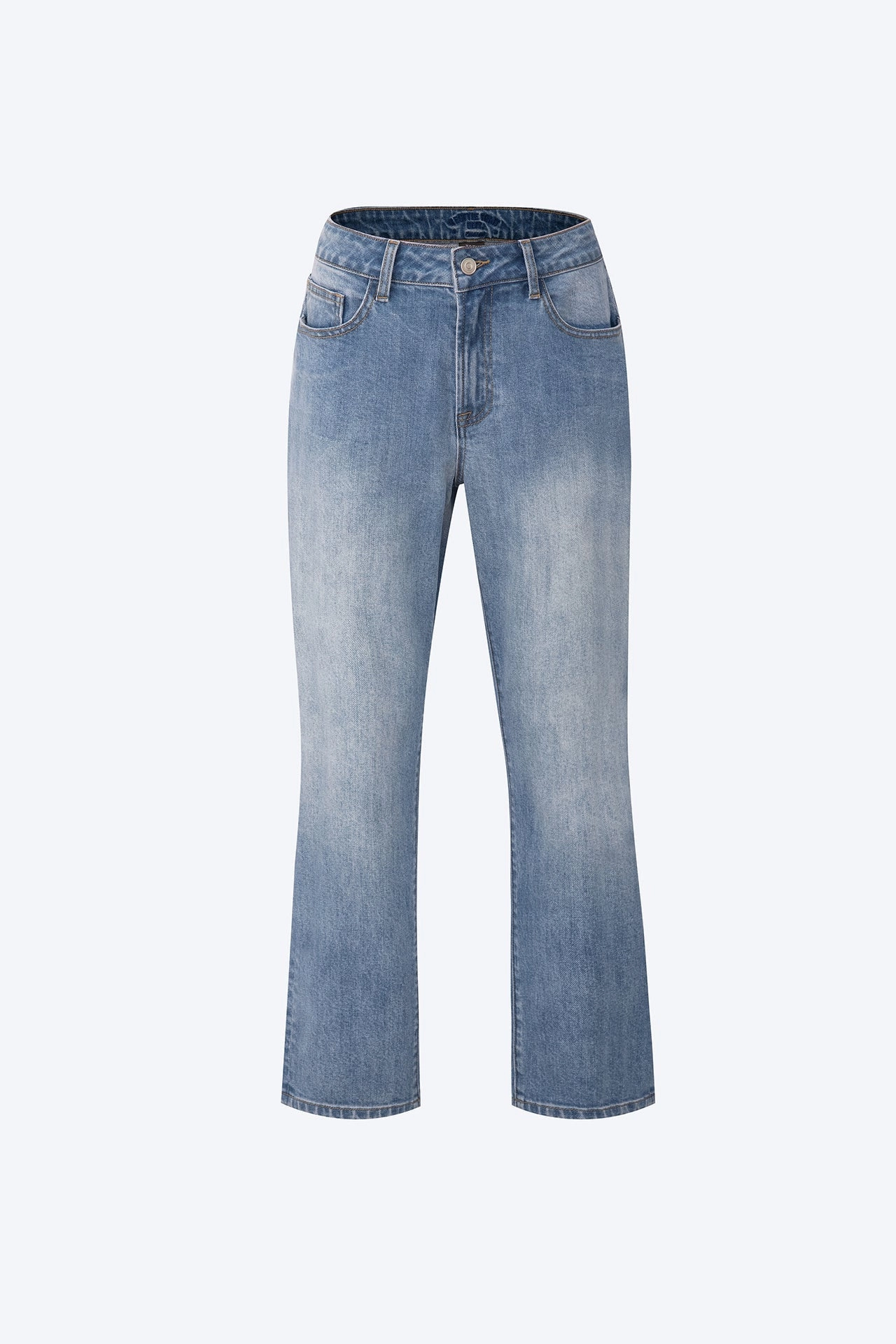 Timeless Appeal Straight Cut Jeans with Faded Wash - Denim
