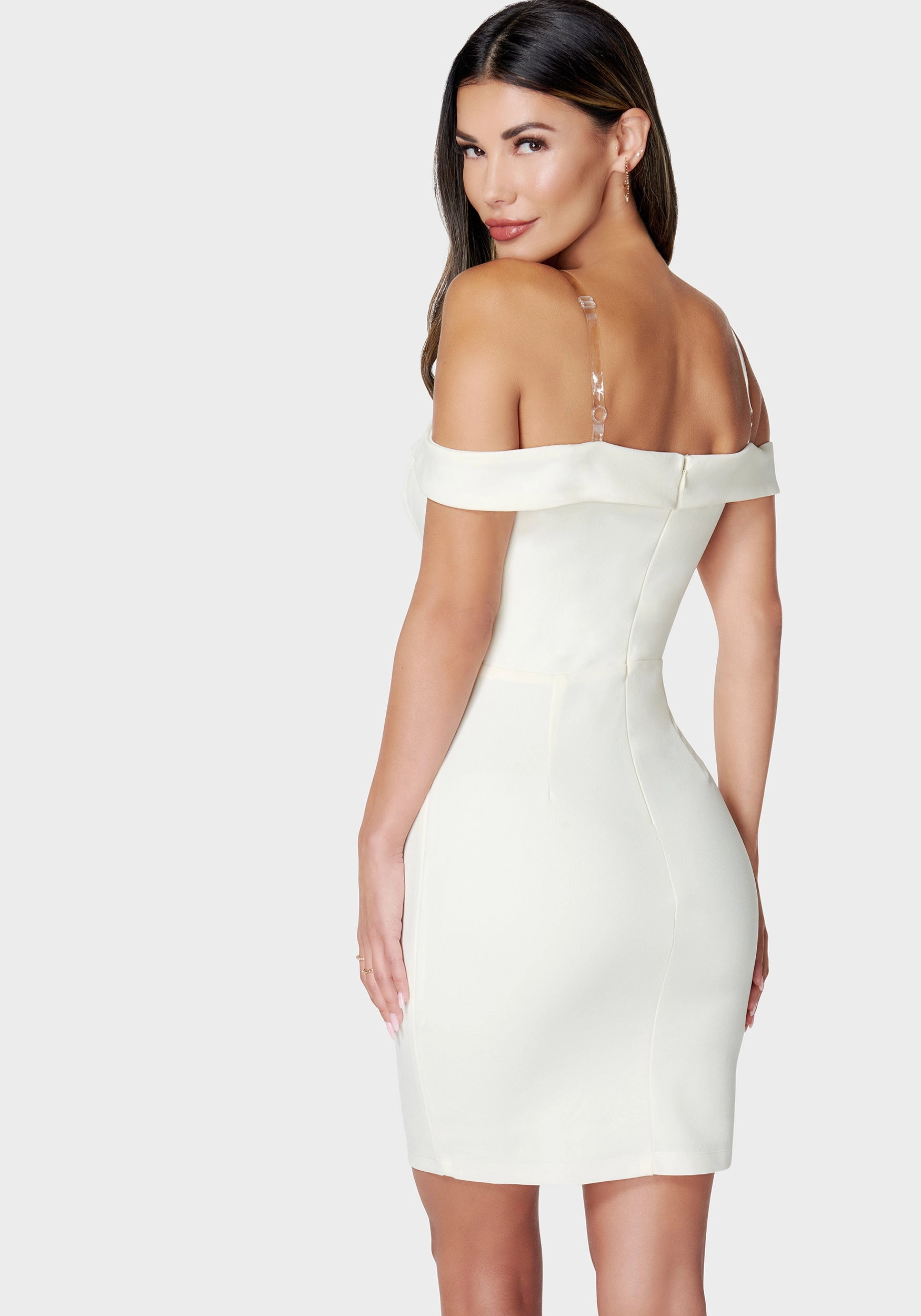 Drape Wave Off Shoulder Knit Dress