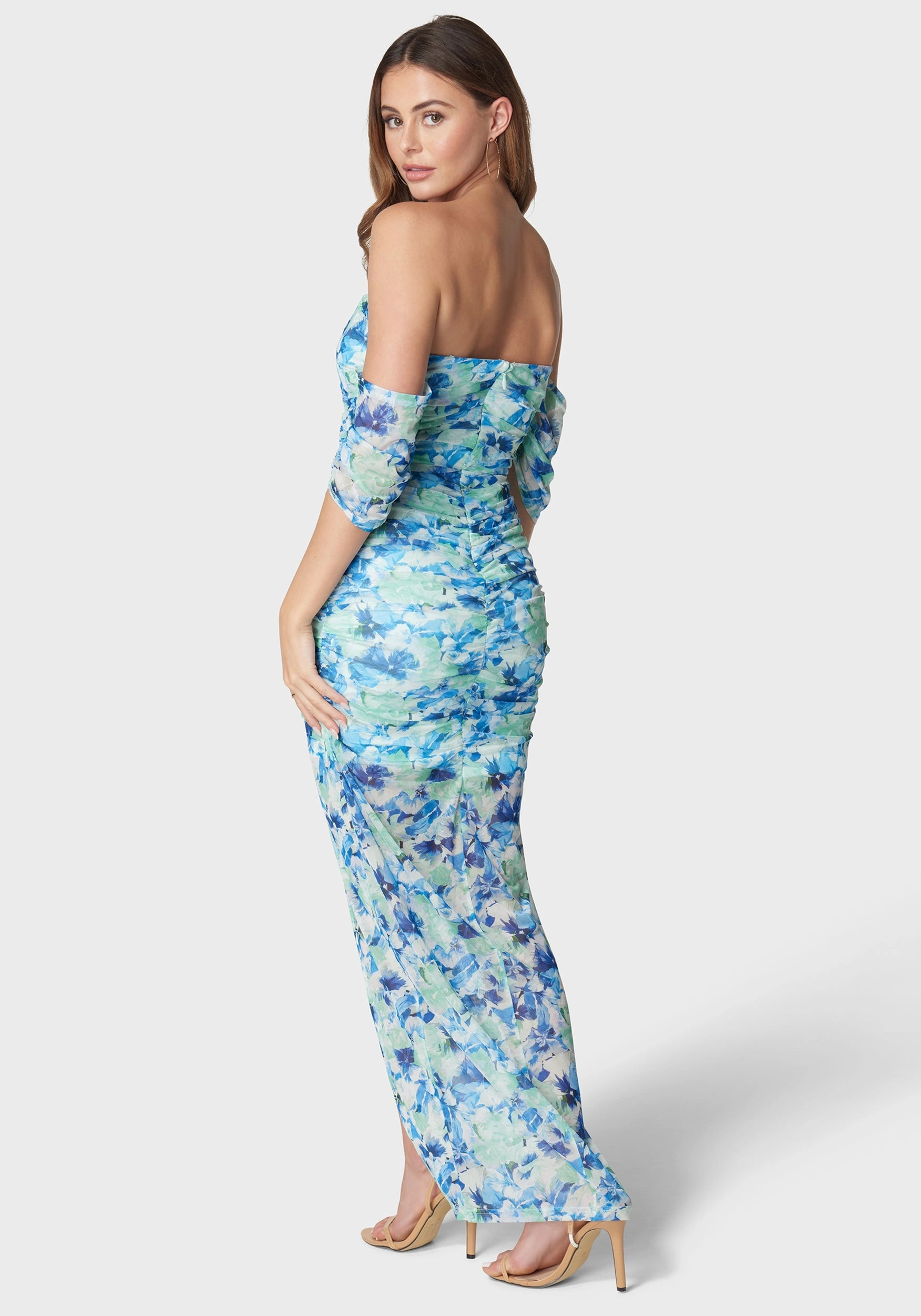 Off Shoulder Mesh Dress Cool Simplicity Bishop-Sleeve