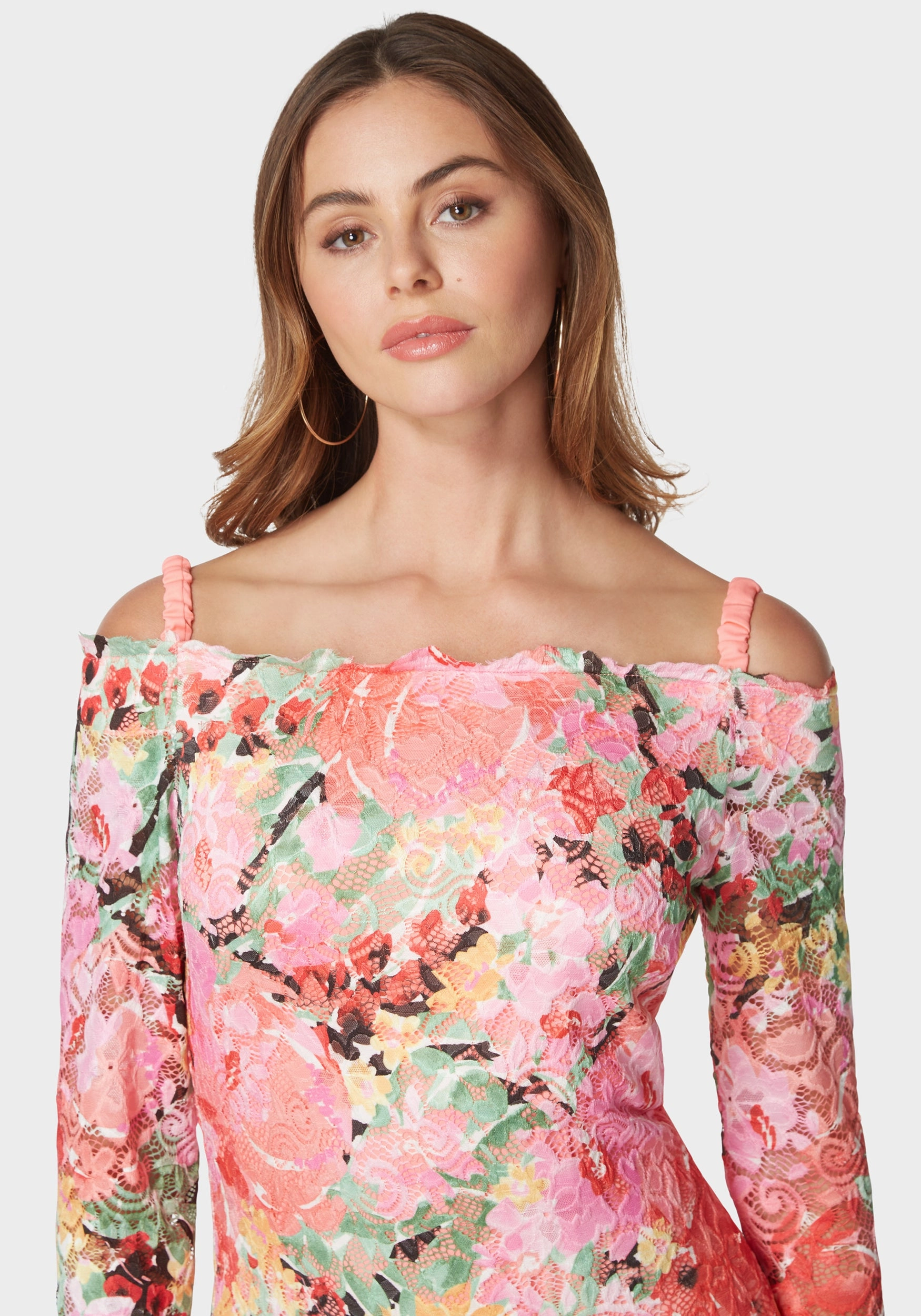 Off Shoulder Tri Color Lace Dress Feel Good