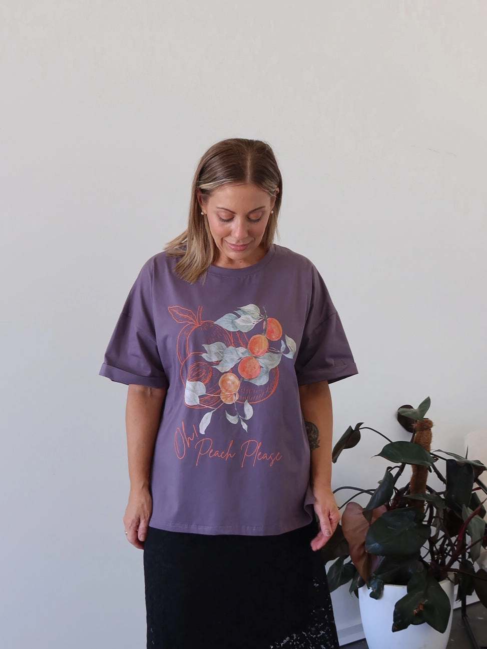 Oh! Peach Please Tee Tactile Soft Texture