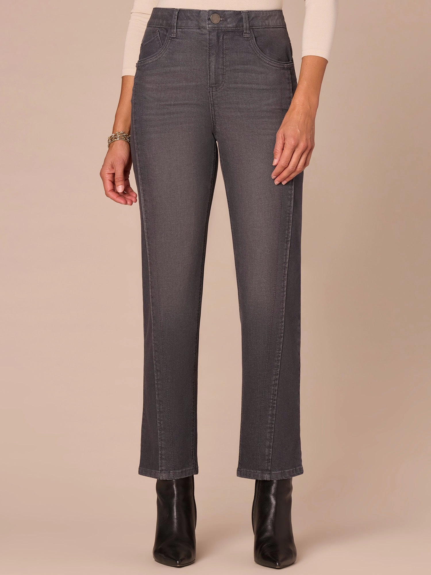 "Ab"solution? High Rise Faux Lip Seam Ankle Length Straight Leg Jeans Fashion Routine