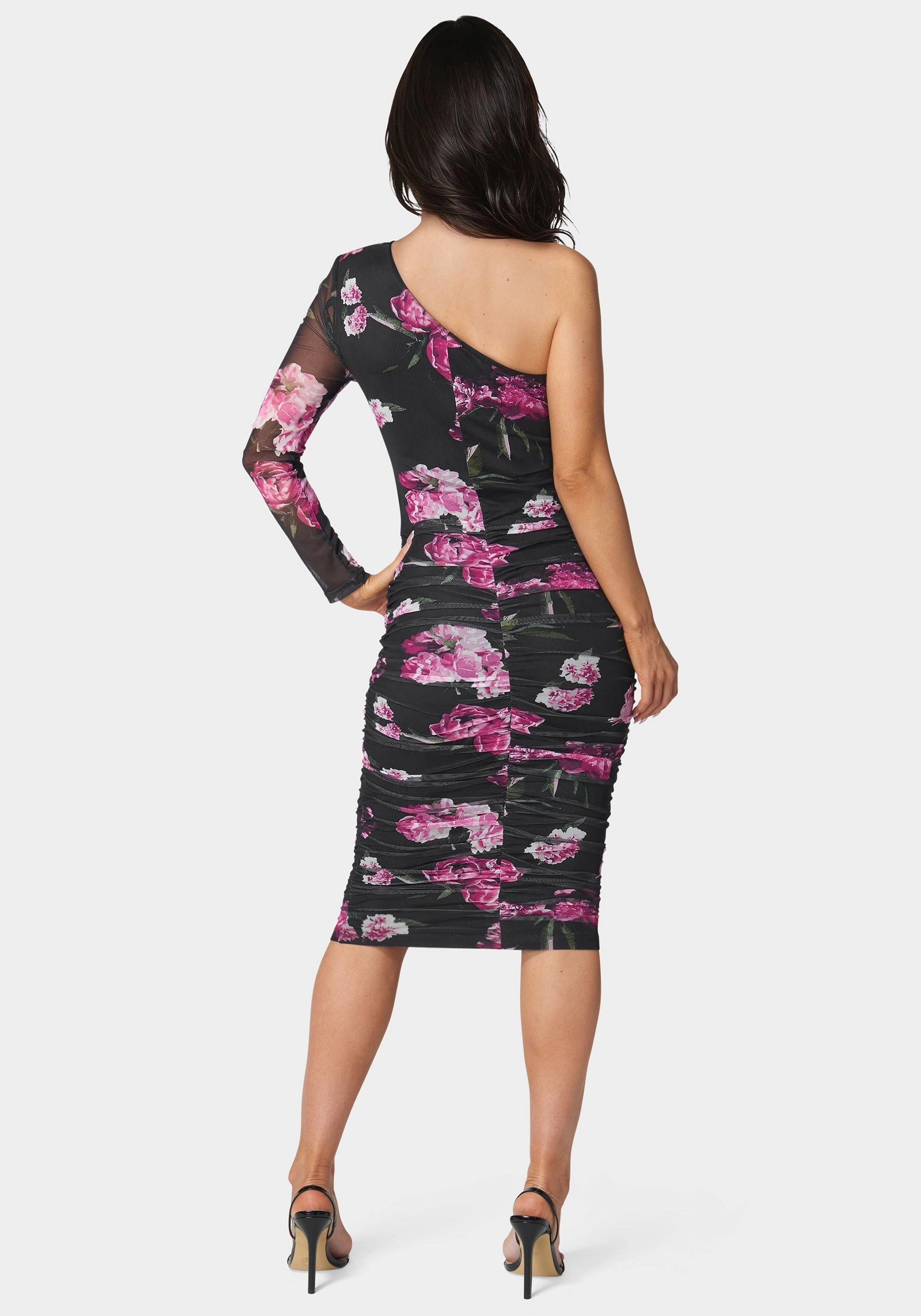 Beauty Zone One Shoulder Ruched Midi Dress