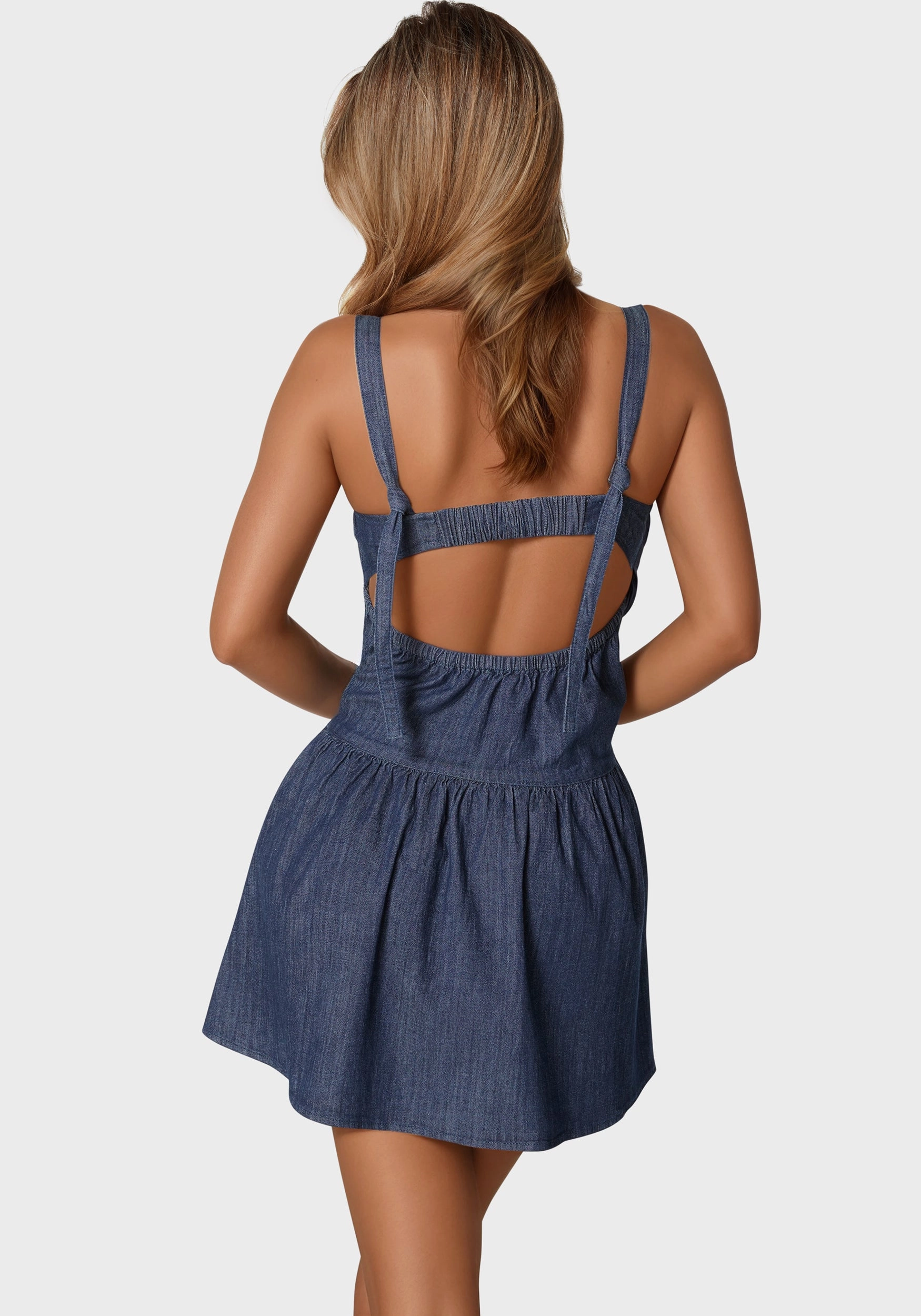 Monochrome Mood Open Back Denim Dress