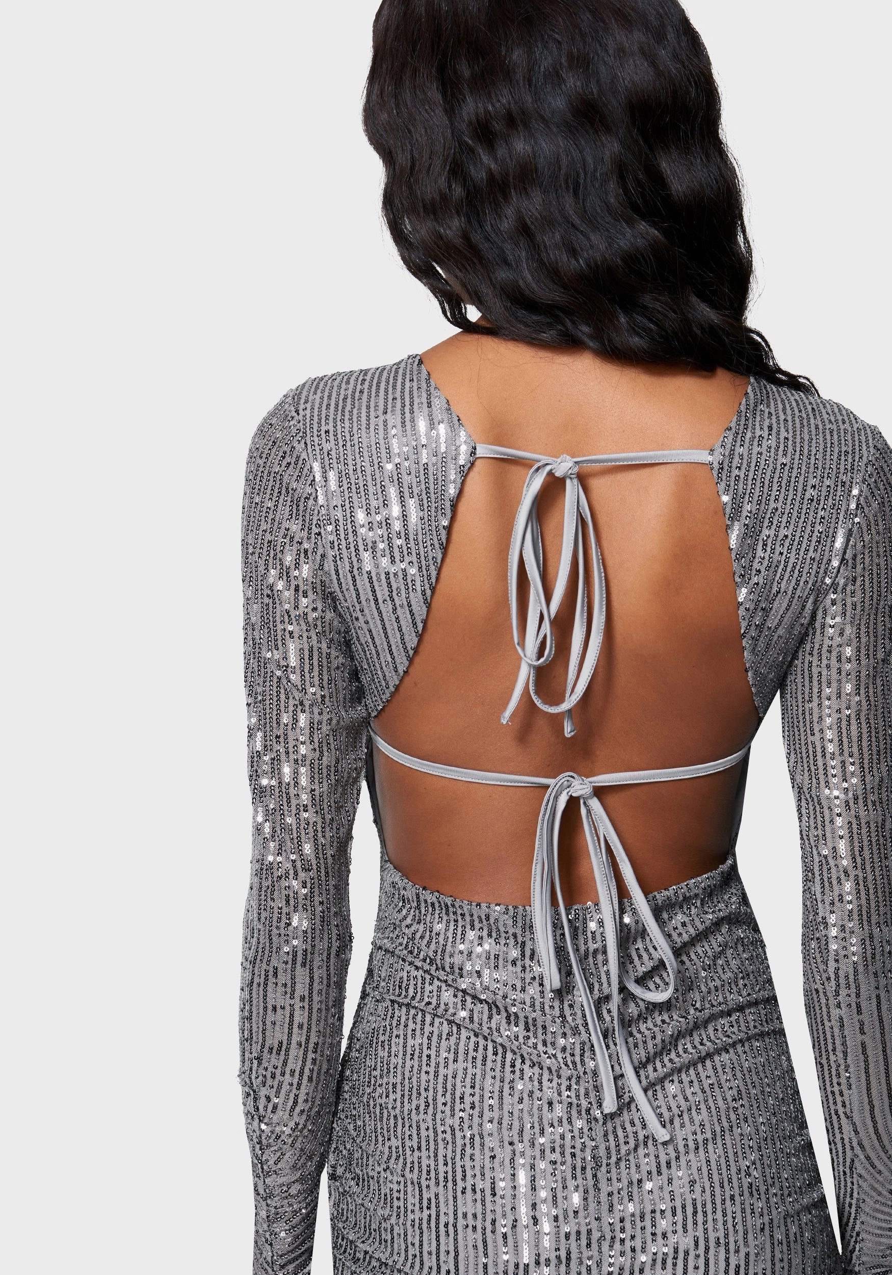 Garden-Party Weekend Look Open Back Sparkle Mini Dress