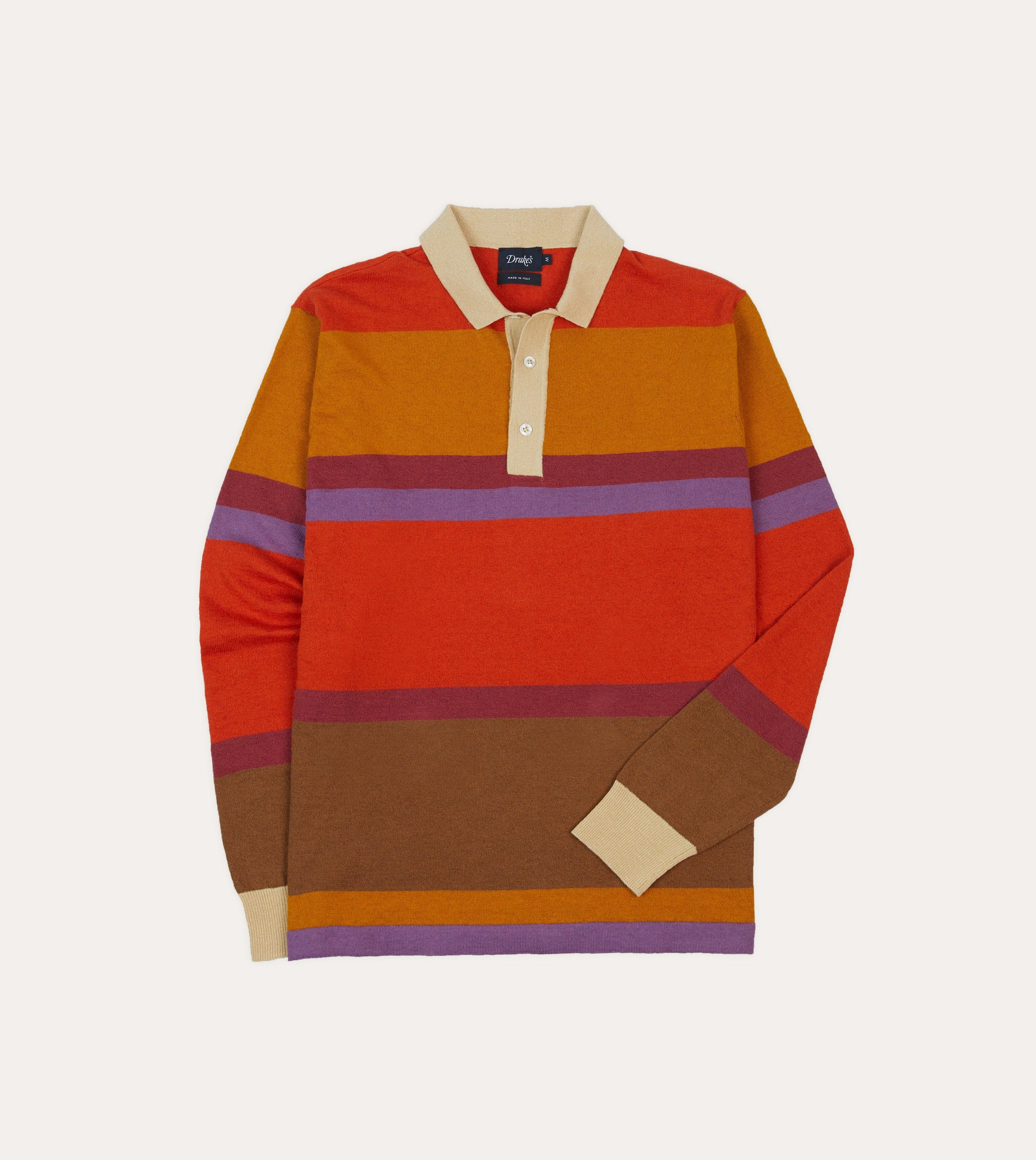 Fall Foliage Stretchable Cloth Orange, Brown and Purple Linen Cotton Knitted Rugby Shirt