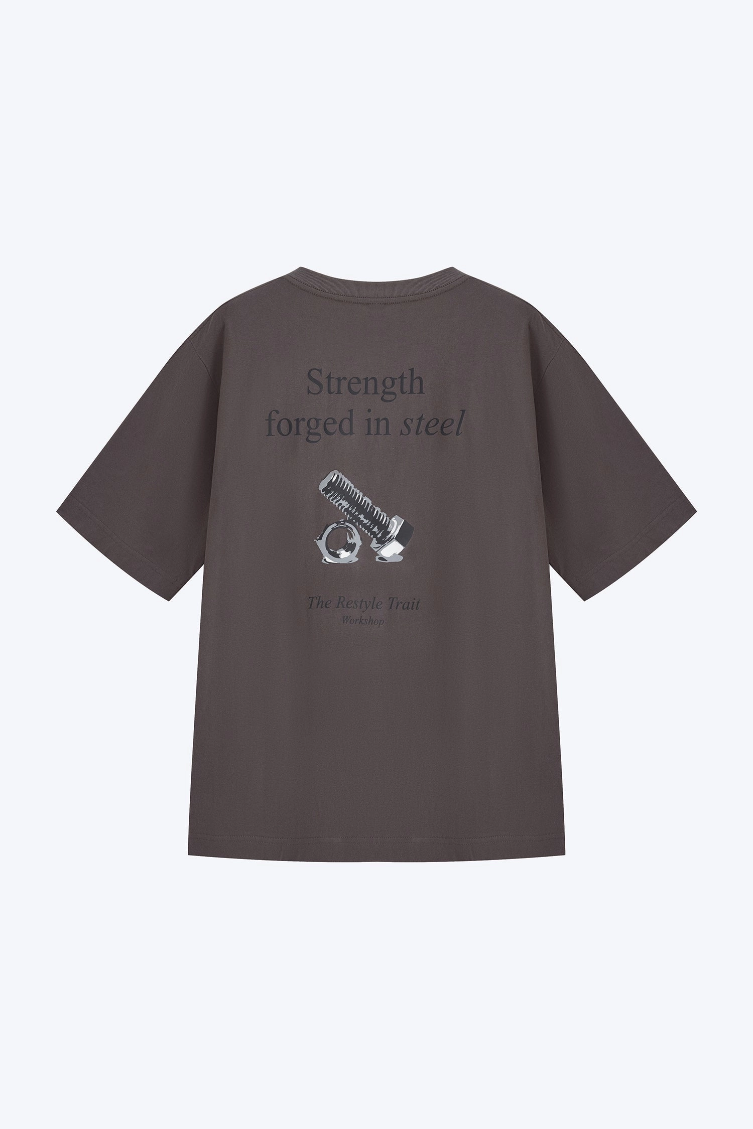 OdorResistantTreatment Thermal Insulation Layer Jersey "Strength Forged In Steel" Graphic Tee - Charcoal [AT]