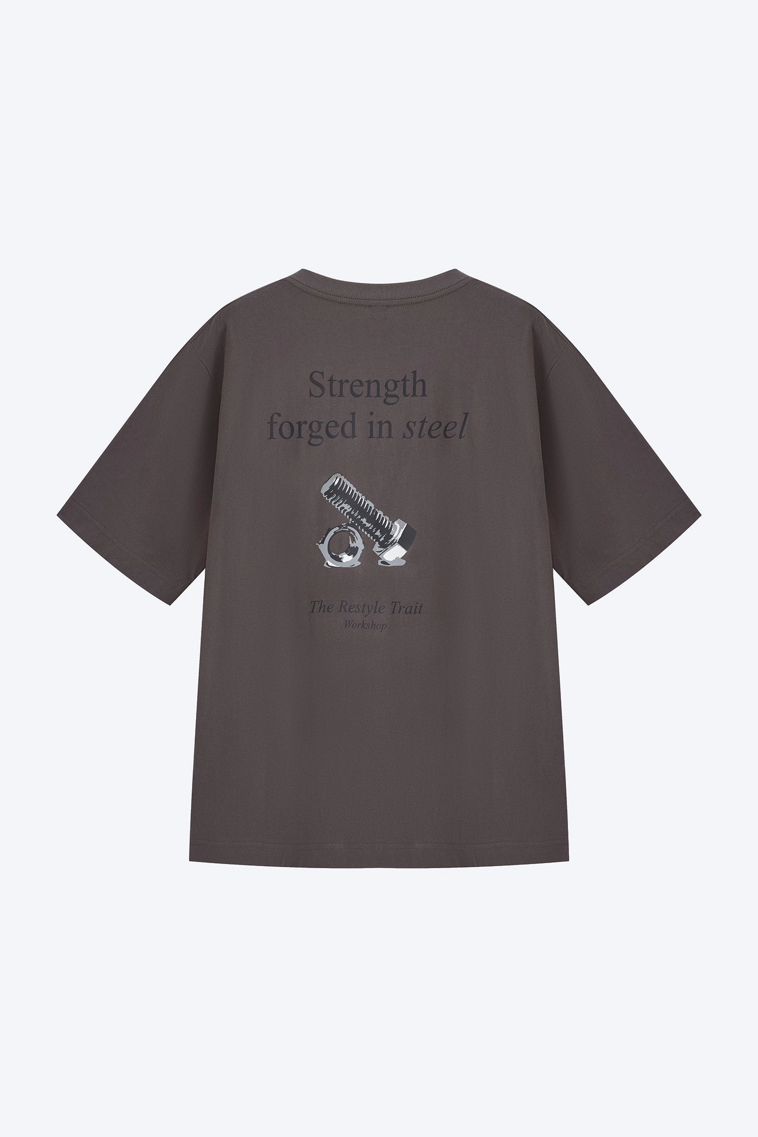 EcoFriendly Dye Process Jersey "Strength Forged In Steel" Graphic Tee - Charcoal [AT]