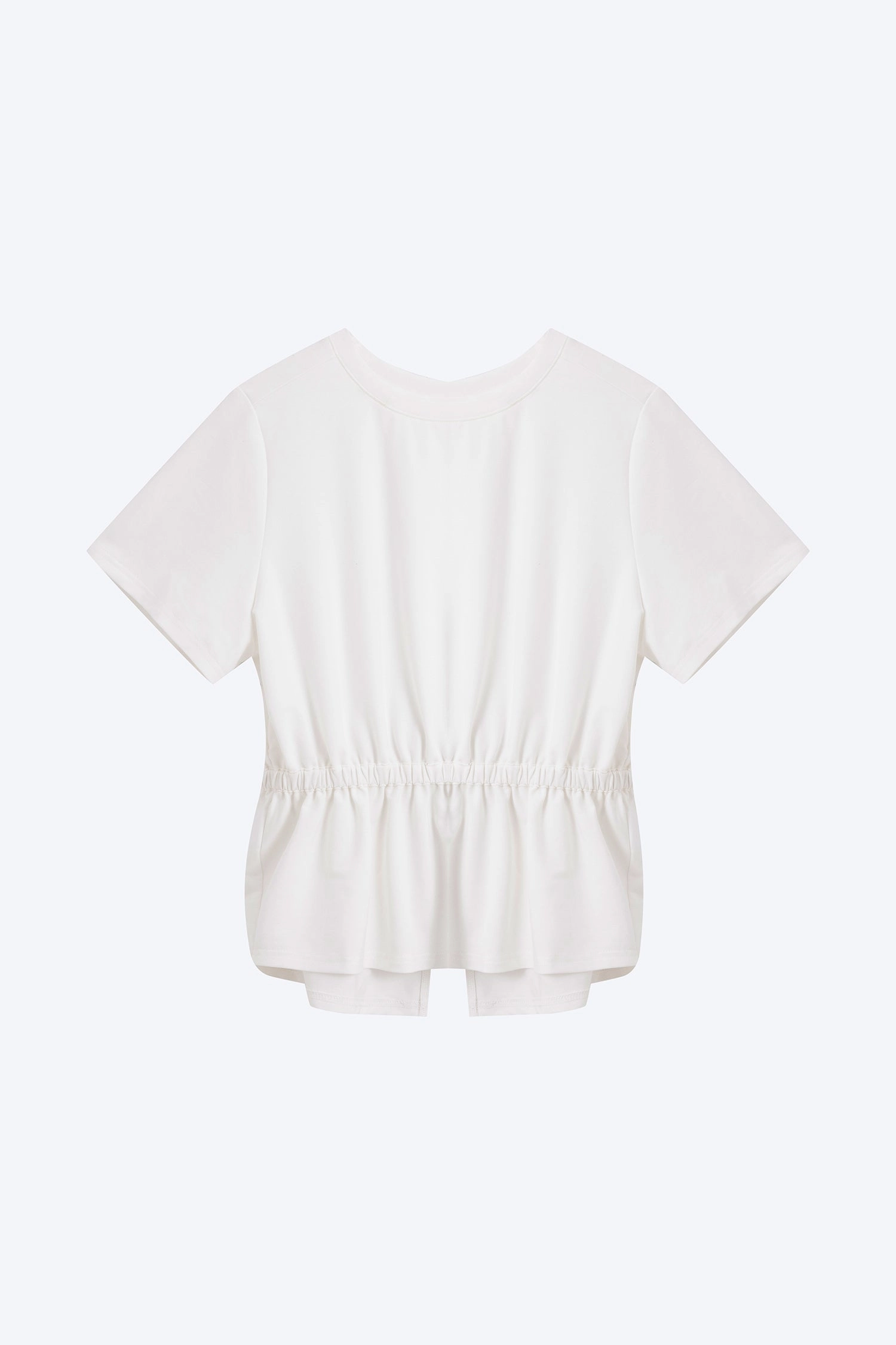 Chill Comfort Look Overlap Draw Waist Tee - Cream