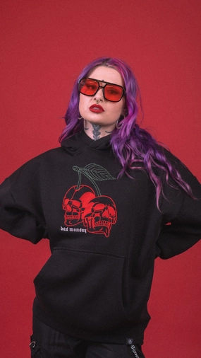Oversized Cherry Skull Hoodie Daily Commute