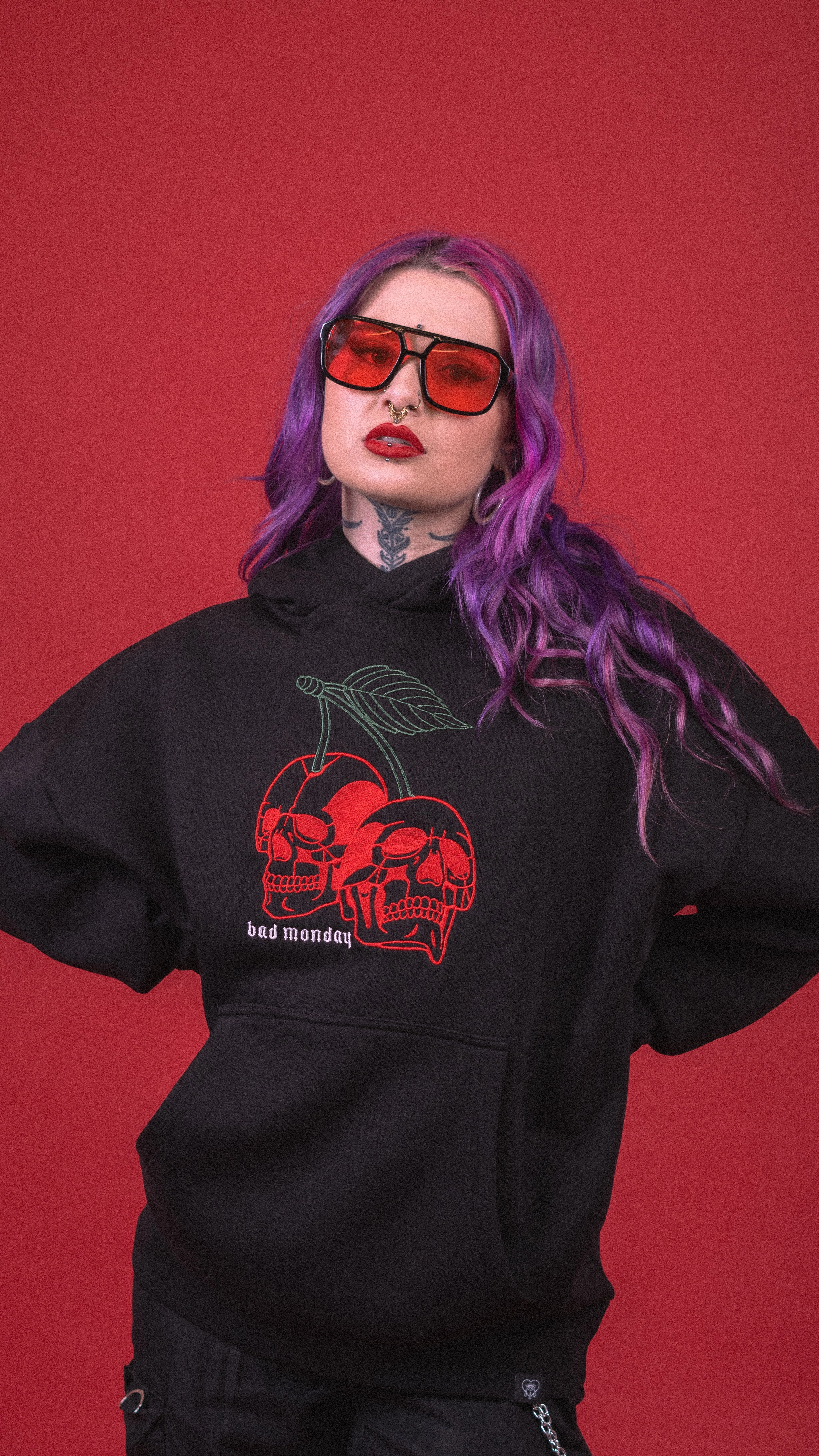 Oversized Cherry Skull Hoodie Softshell Coating Teflon Finish