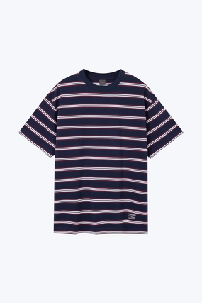 Oversized Collegiate Striped Tee - Navy Stripes ContrastTipping