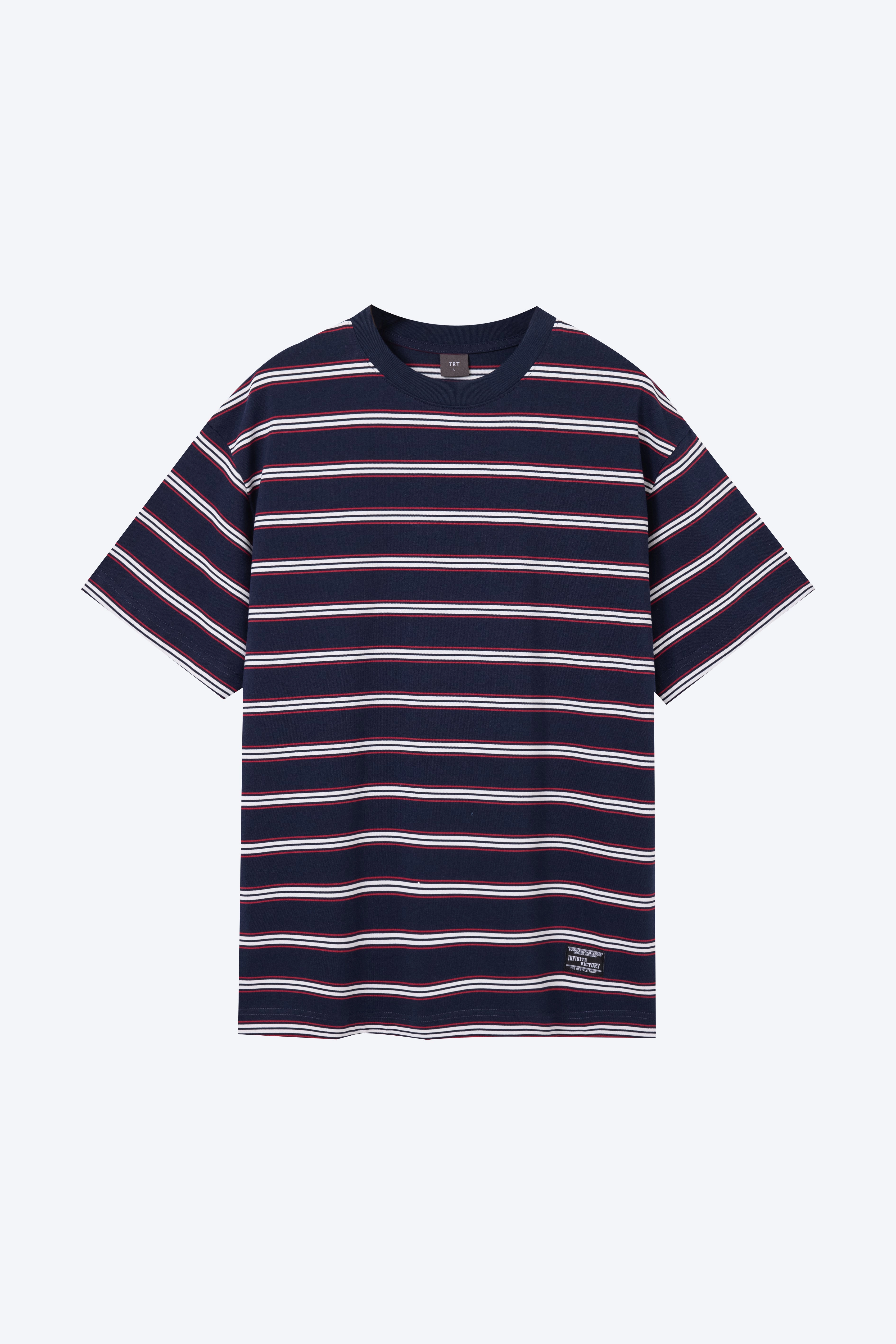 Oversized Collegiate Striped Tee - Navy Stripes ContrastTipping