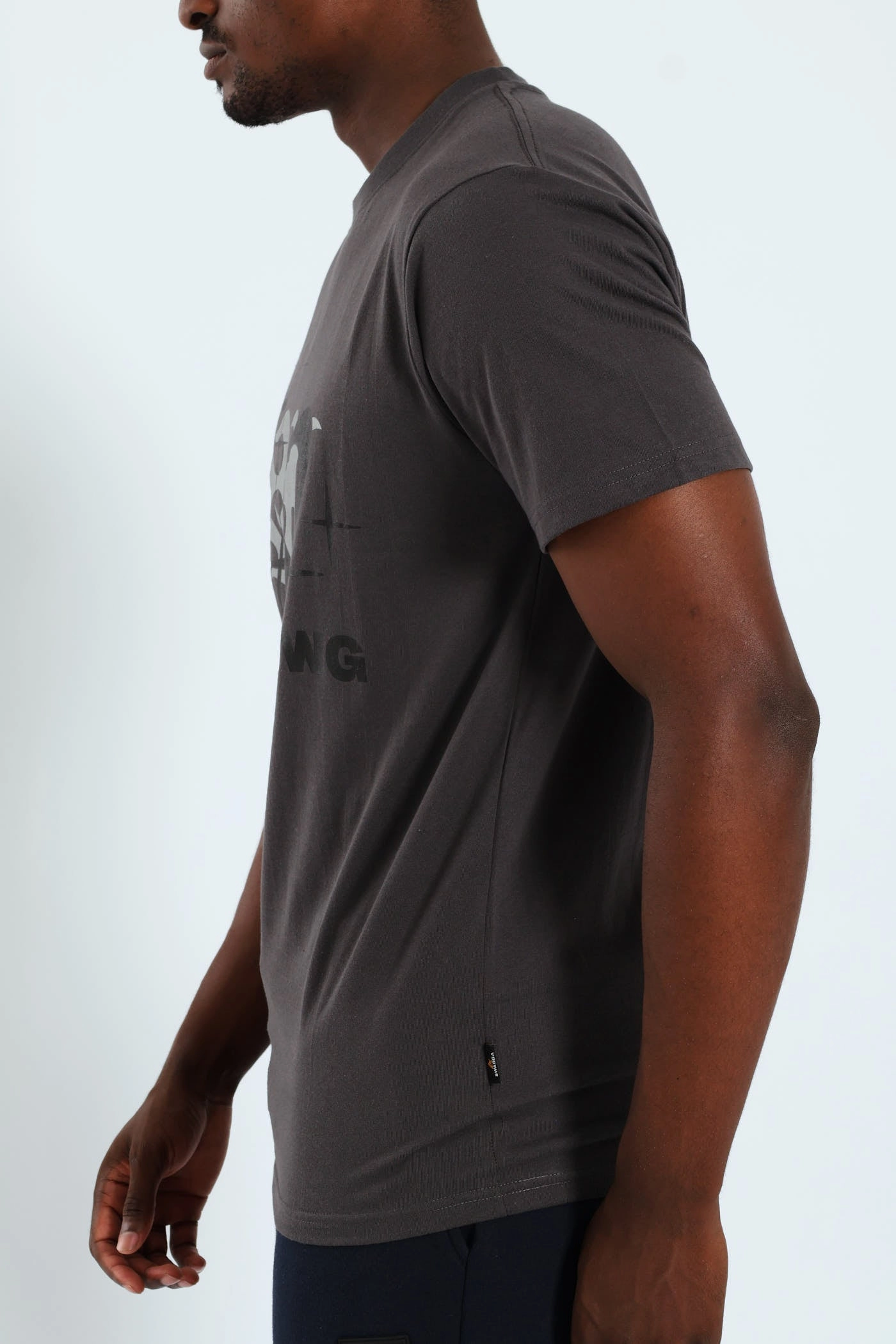 warm weather Comfortable All Day Wear Short Sleeve Basic Print Tee - Charcoal