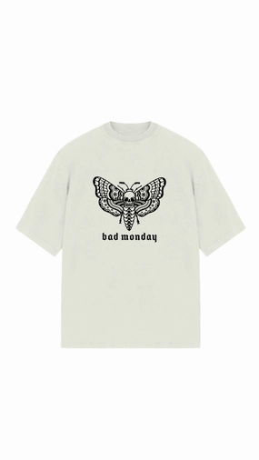 Oversized Death Moth Logo Tee - Front Print Silicone Grip Interior