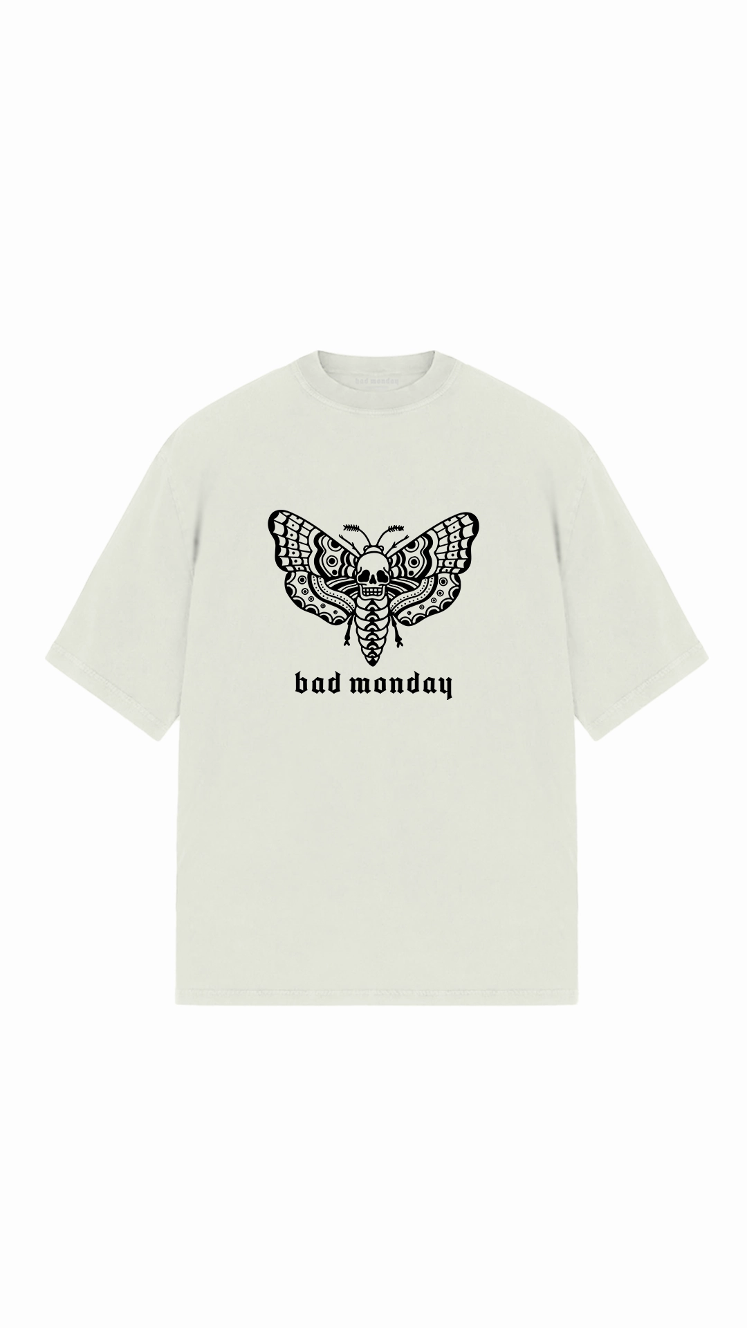 Oversized Death Moth Logo Tee - Front Print Silicone Grip Interior
