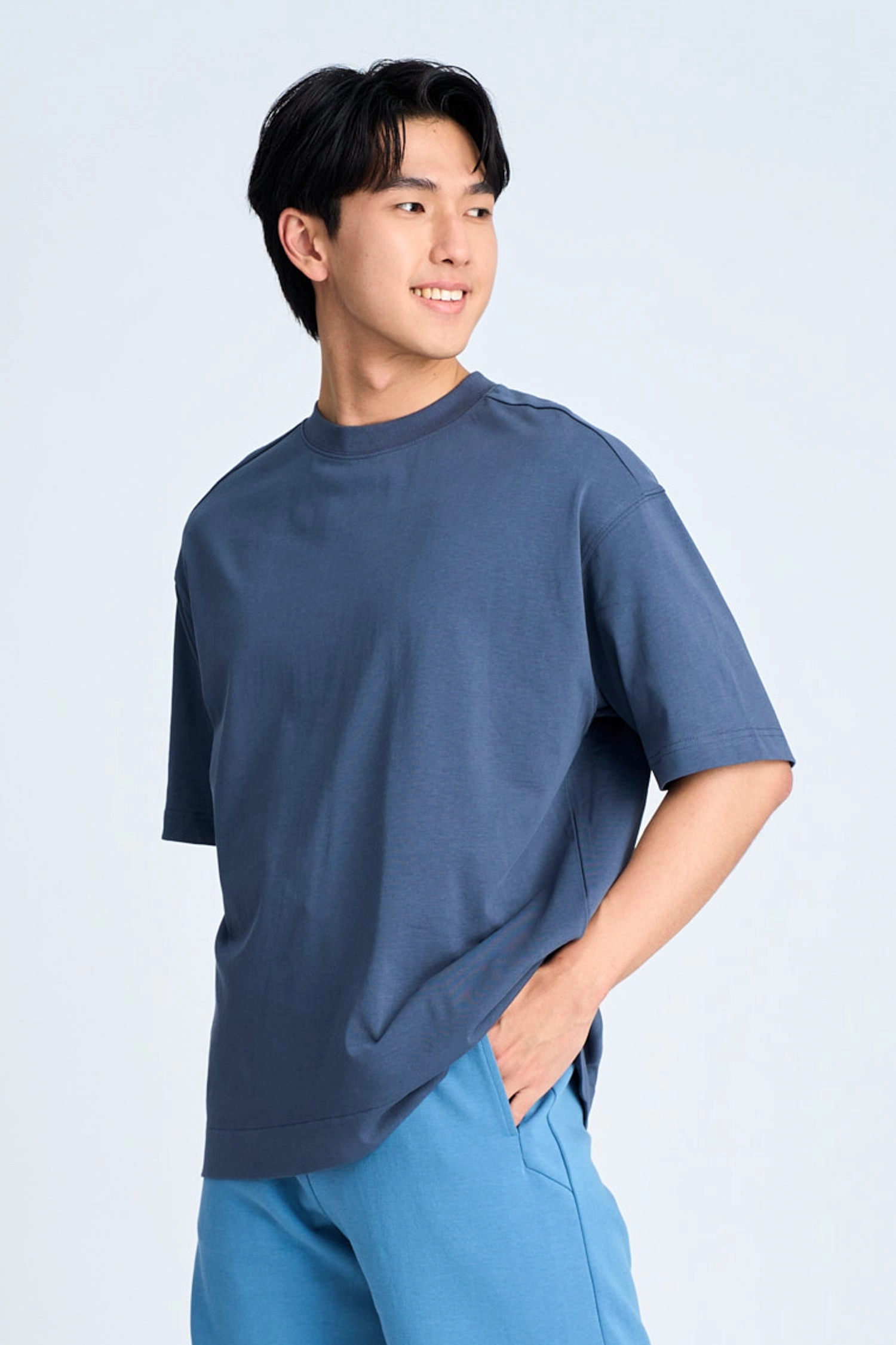 Anti Fade Technology Oversized Fit ??Rue de L'Restyle?? Tee - Steel Blue [AT]
