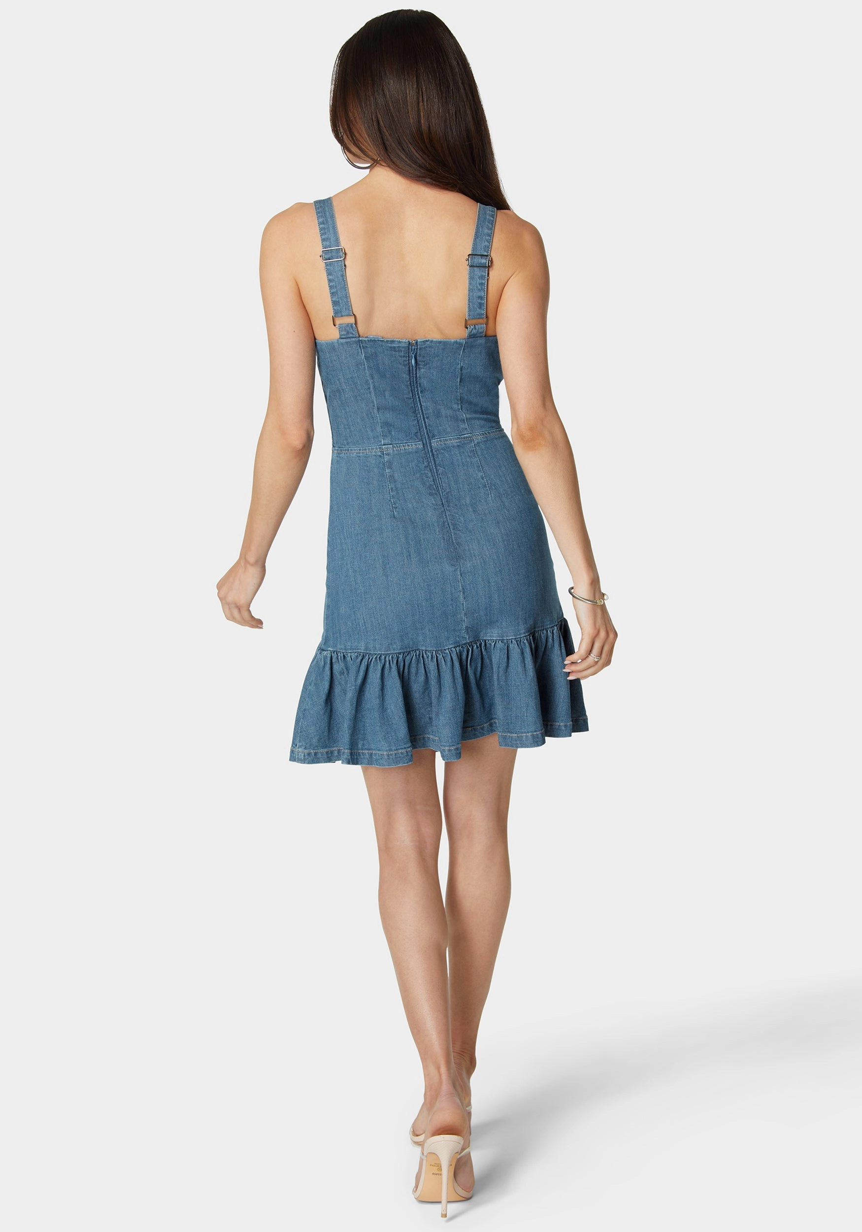 Front Tie Fit & Flare Denim Dress Subtle tone