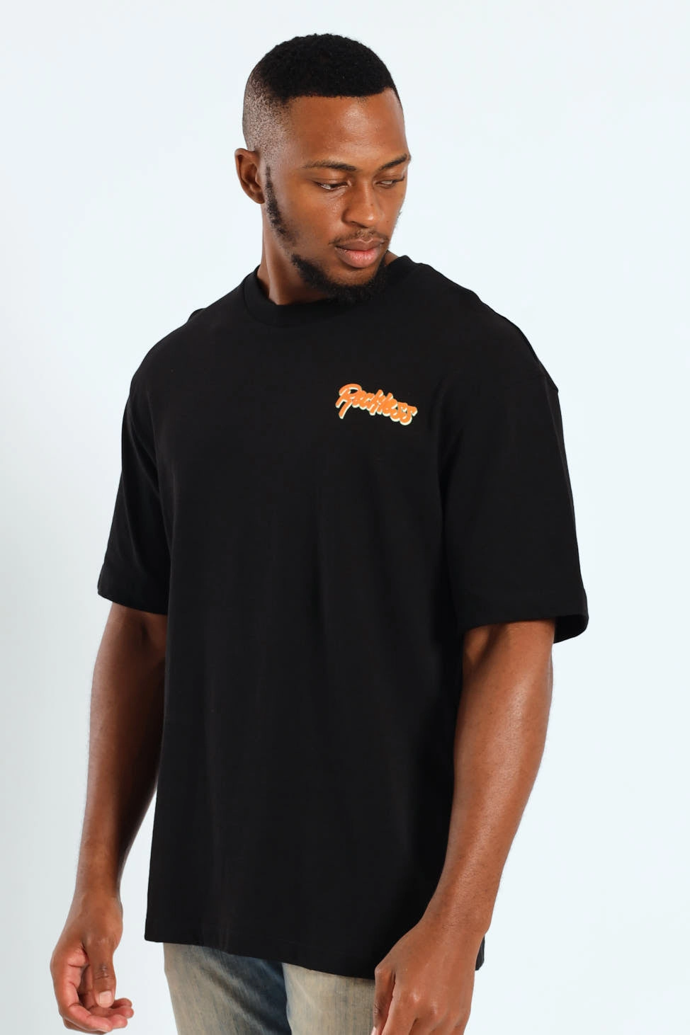 Oversized Reckless Front & Back Tee - Black UVProtectionFinish Retro nostalgia