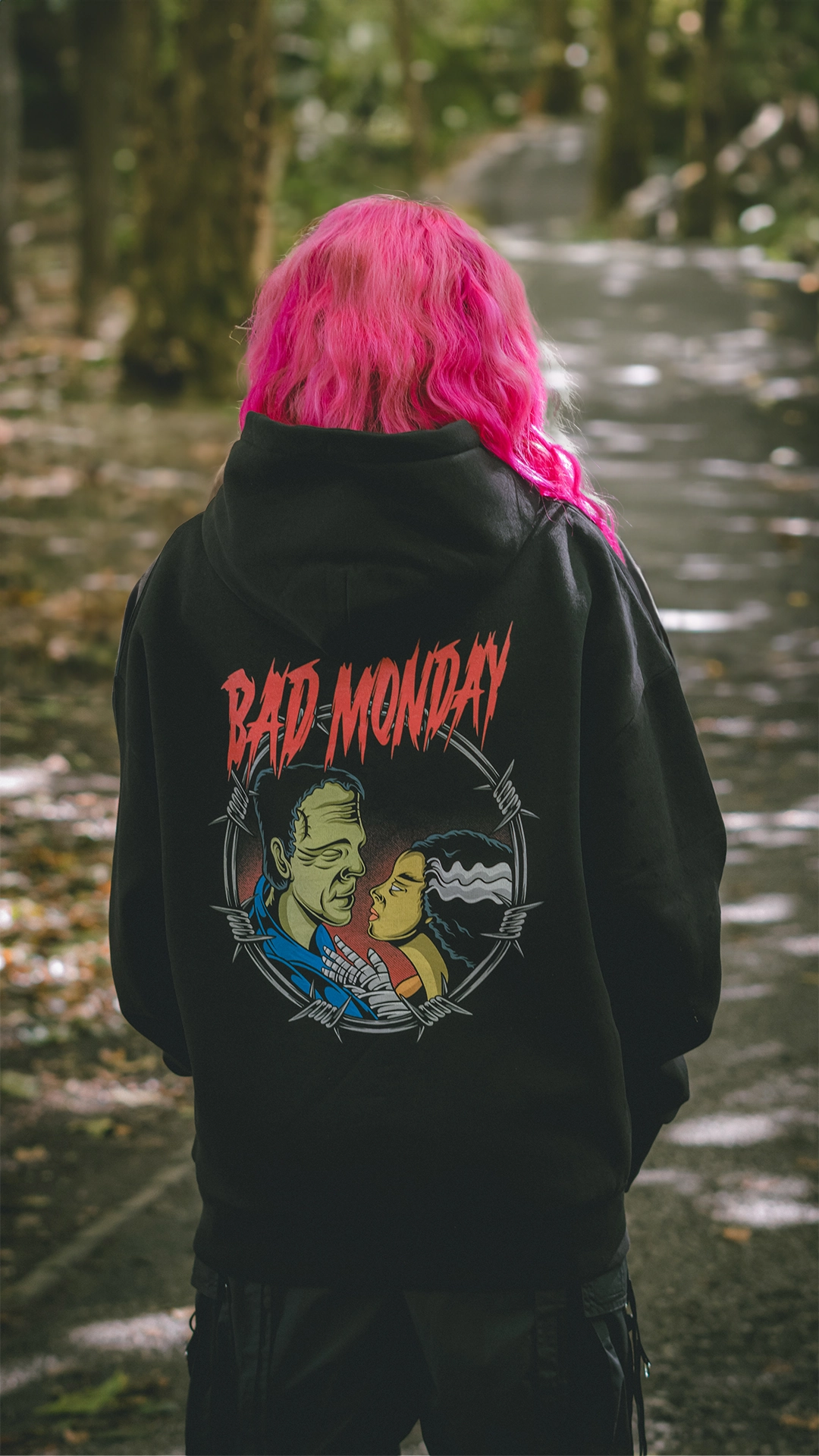 Oversized Spooky Love Hoodie Flexible Articulated Elbows