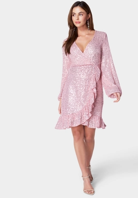 Trendy Piece All-day style Sparkle Wrap Mini Dress