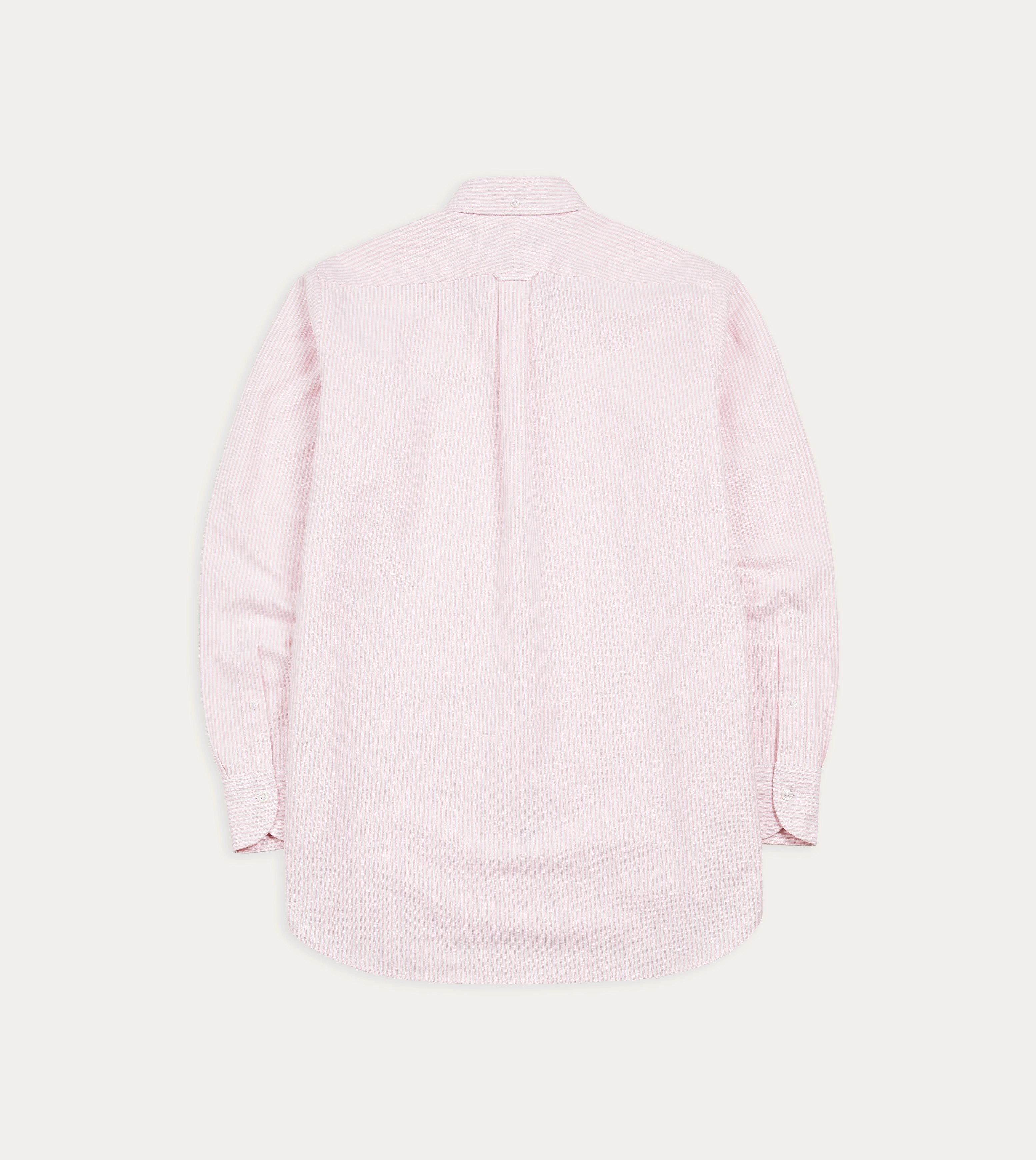 Pale Pink Ticking Stripe Cotton Oxford Cloth Button-Down Shirt Tailored Fit Mix-And-Match