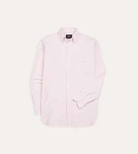 Streetwear Lightweight Material Pale Pink Ticking Stripe Cotton Oxford Cloth Button-Down Shirt