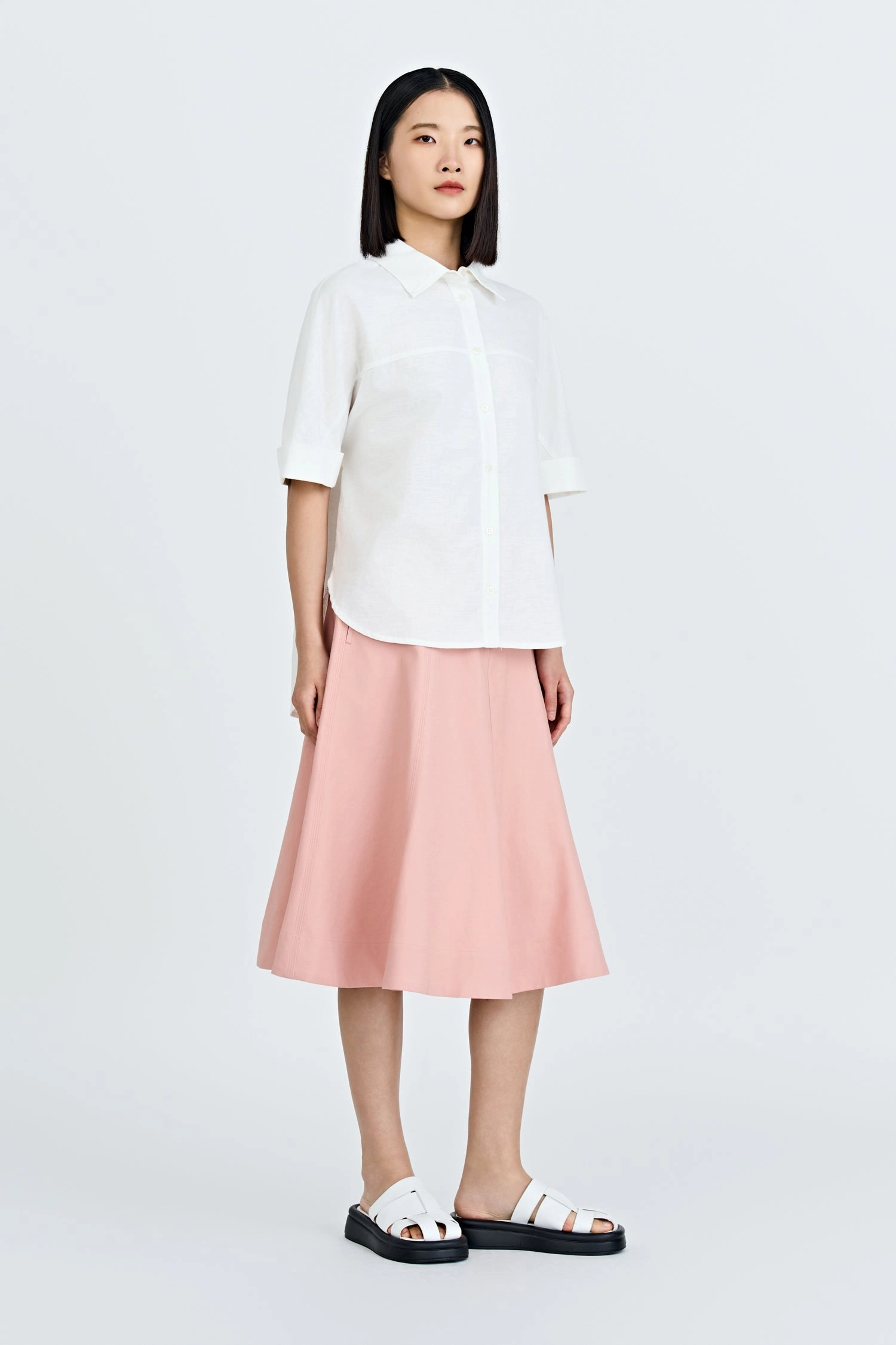 Panelled A-Line Skirt - Blush Outfit Focus