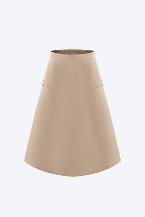 Luxury Finish Panelled Skirt - Khaki