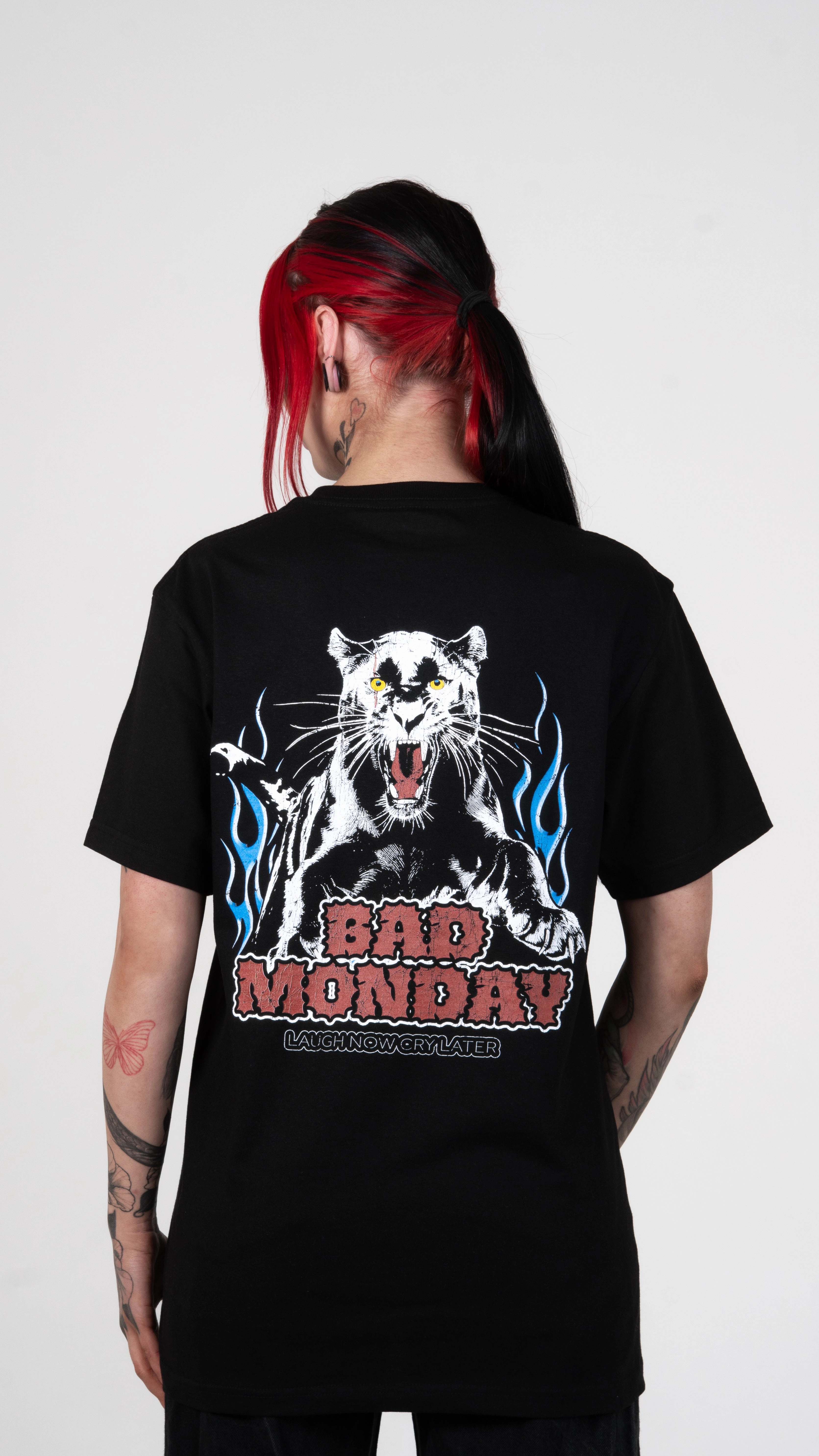 Durable Reinforced Elbow Patches Panther Flame Tee