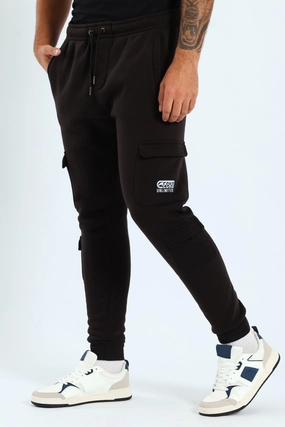 Patch Fleece Joggrer - Black Slim Stretch simple design