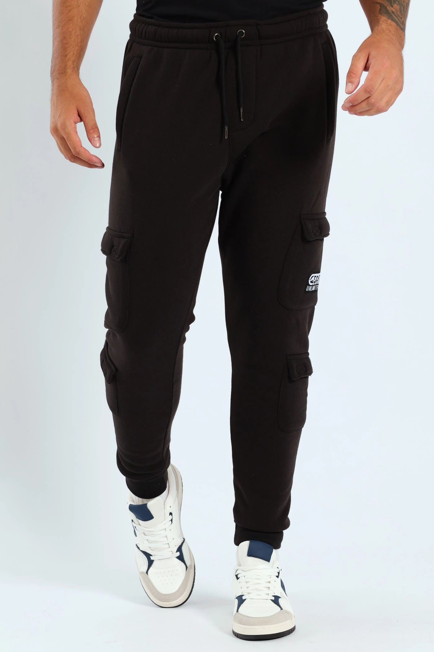 Patch Fleece Joggrer - Black Bootcut shape