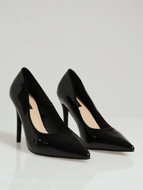 Comfortable Padding Patent Pointy Heel - Black