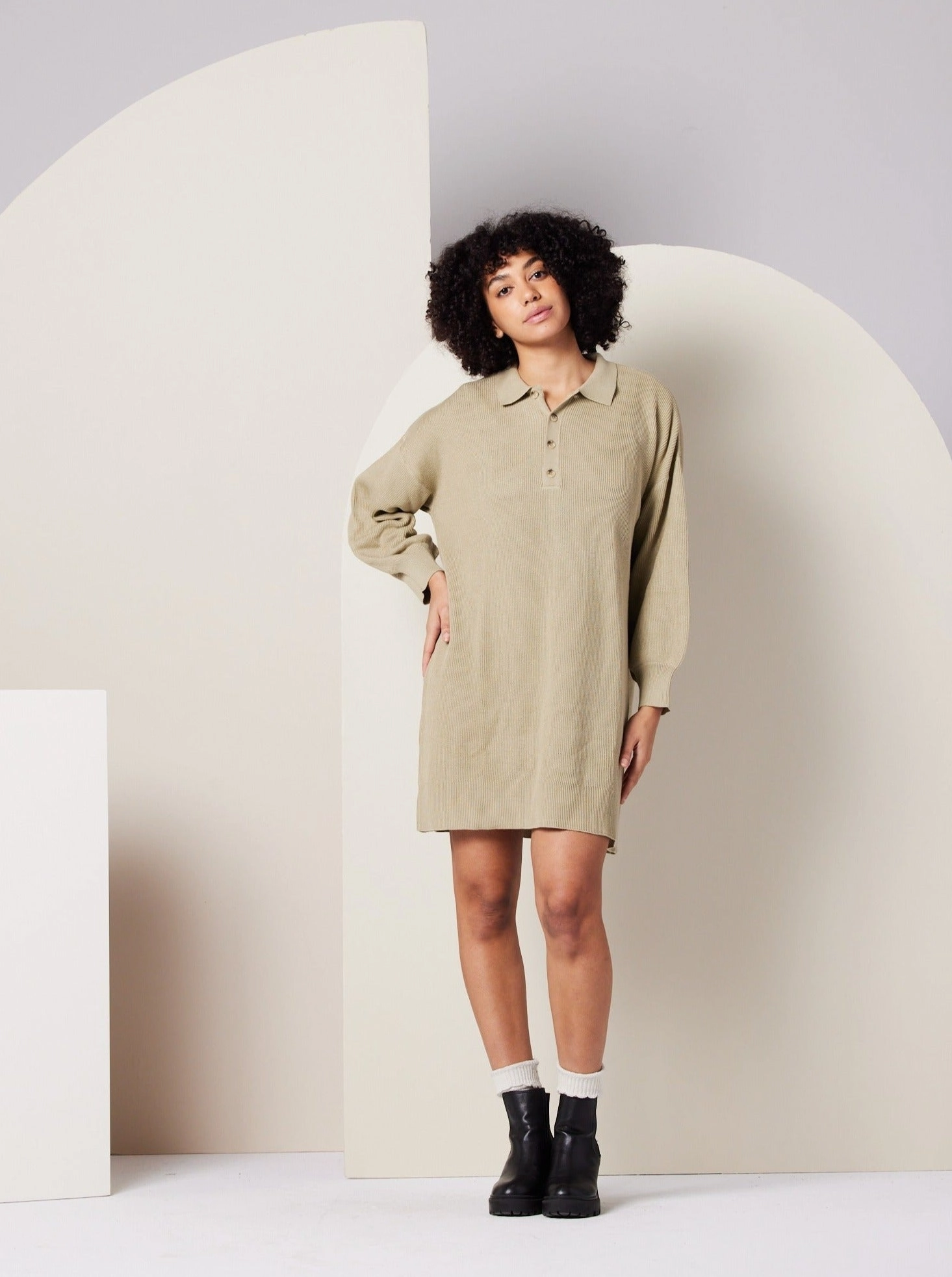 Griffin Sweater Dress - Khaki Green Fit For All Chic Spirit