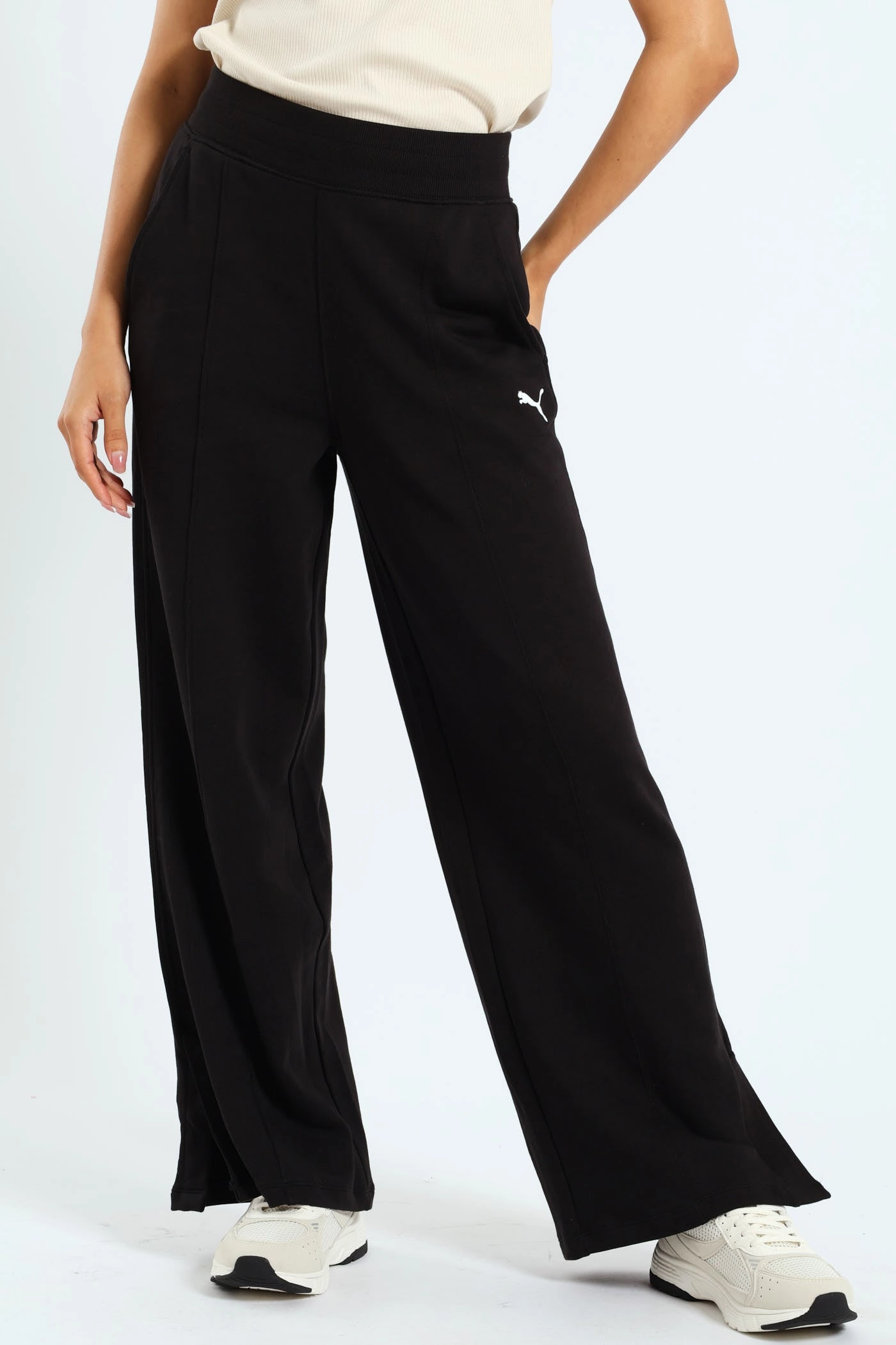 Her High-Waist Straight Leg Pants - Black Contrast Trim Fit Freedom