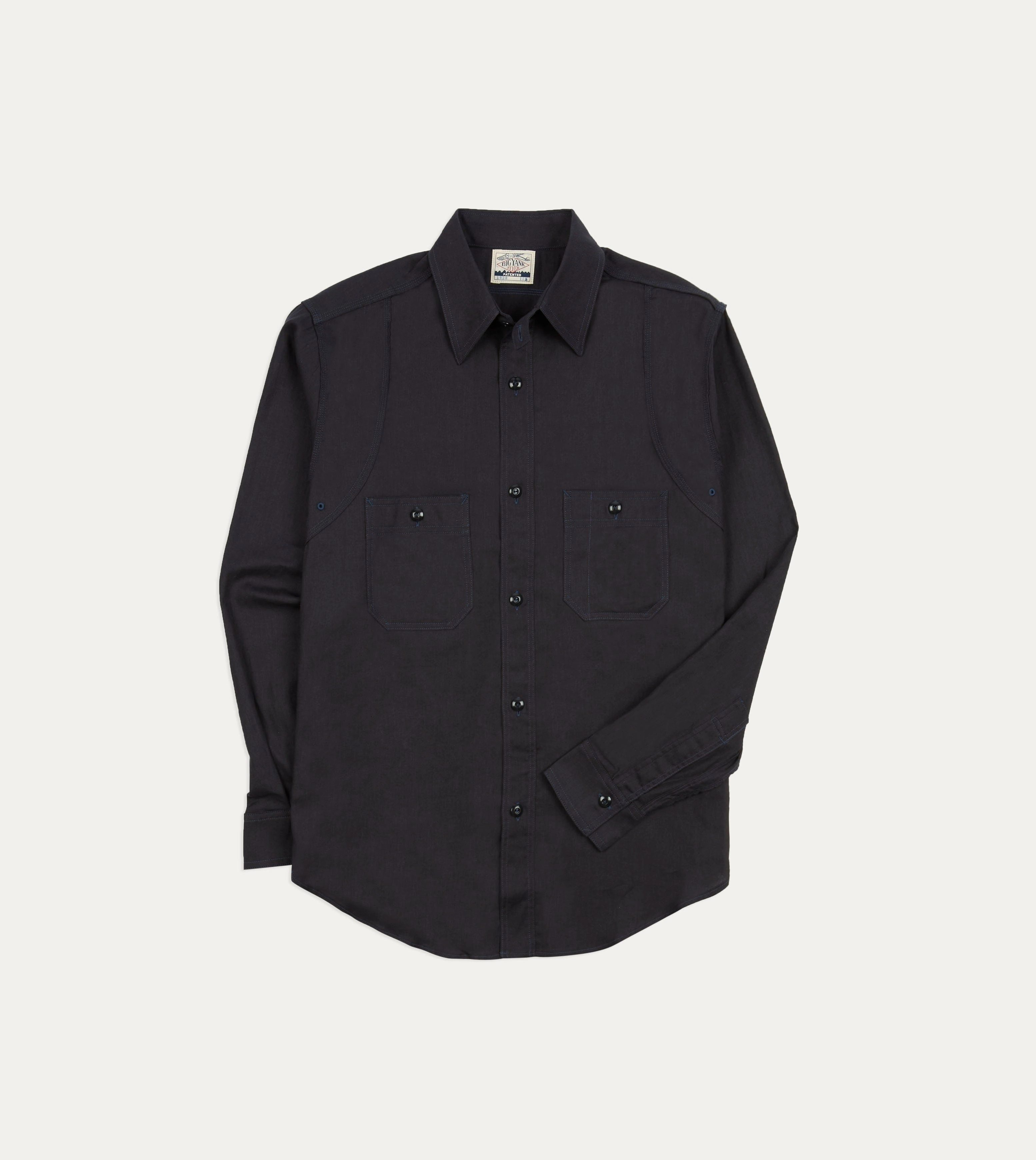 Unisex Design Big Yank '1920' Indigo Cotton-Linen Twill Flyer Shirt