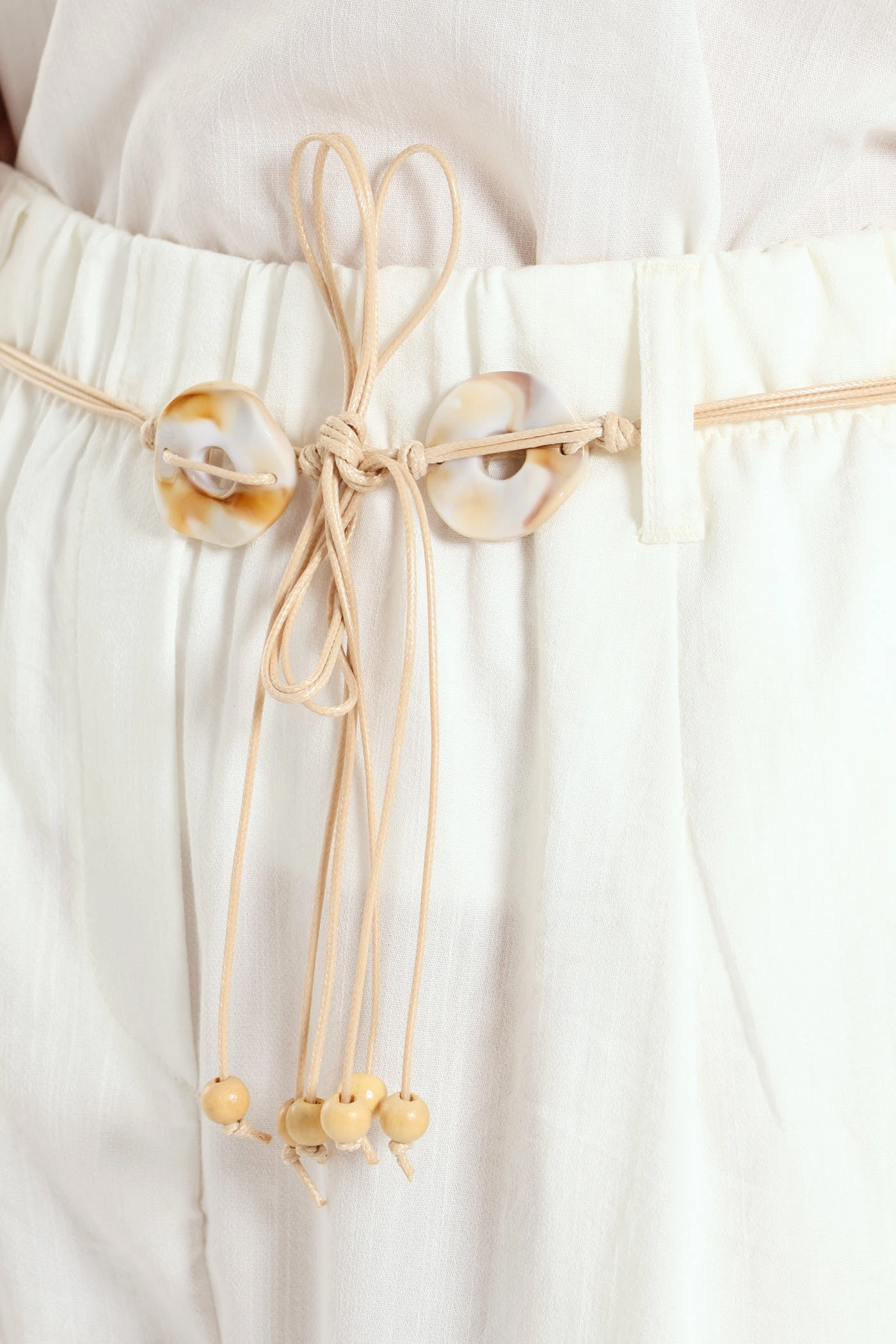 Performance Stretch Supportive Fit Braided Belt Pull-On Wideleg Pants - Off White