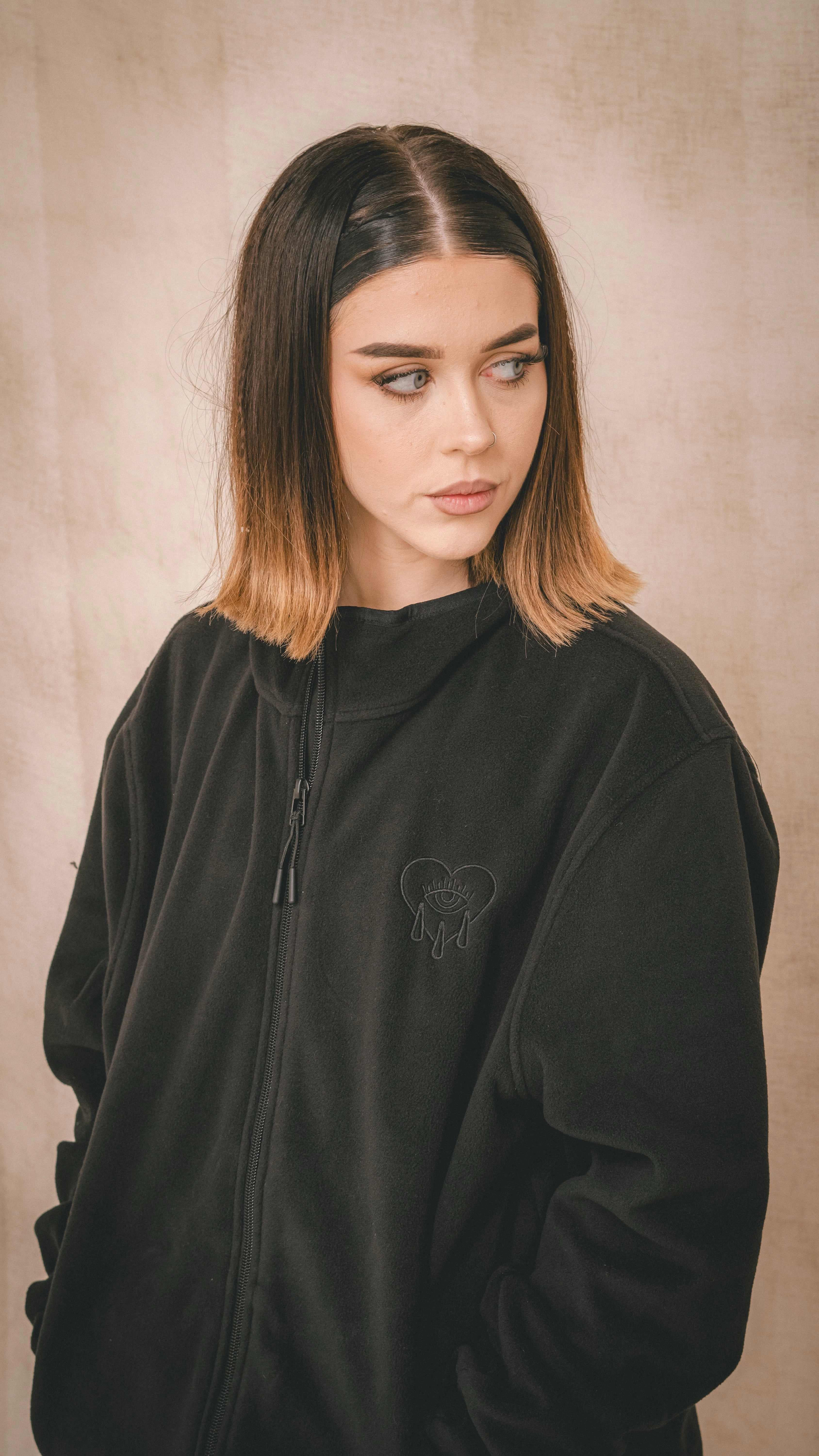 Light Reflective AbrasionResistantEdging CH Logo Fleece Jacket Black