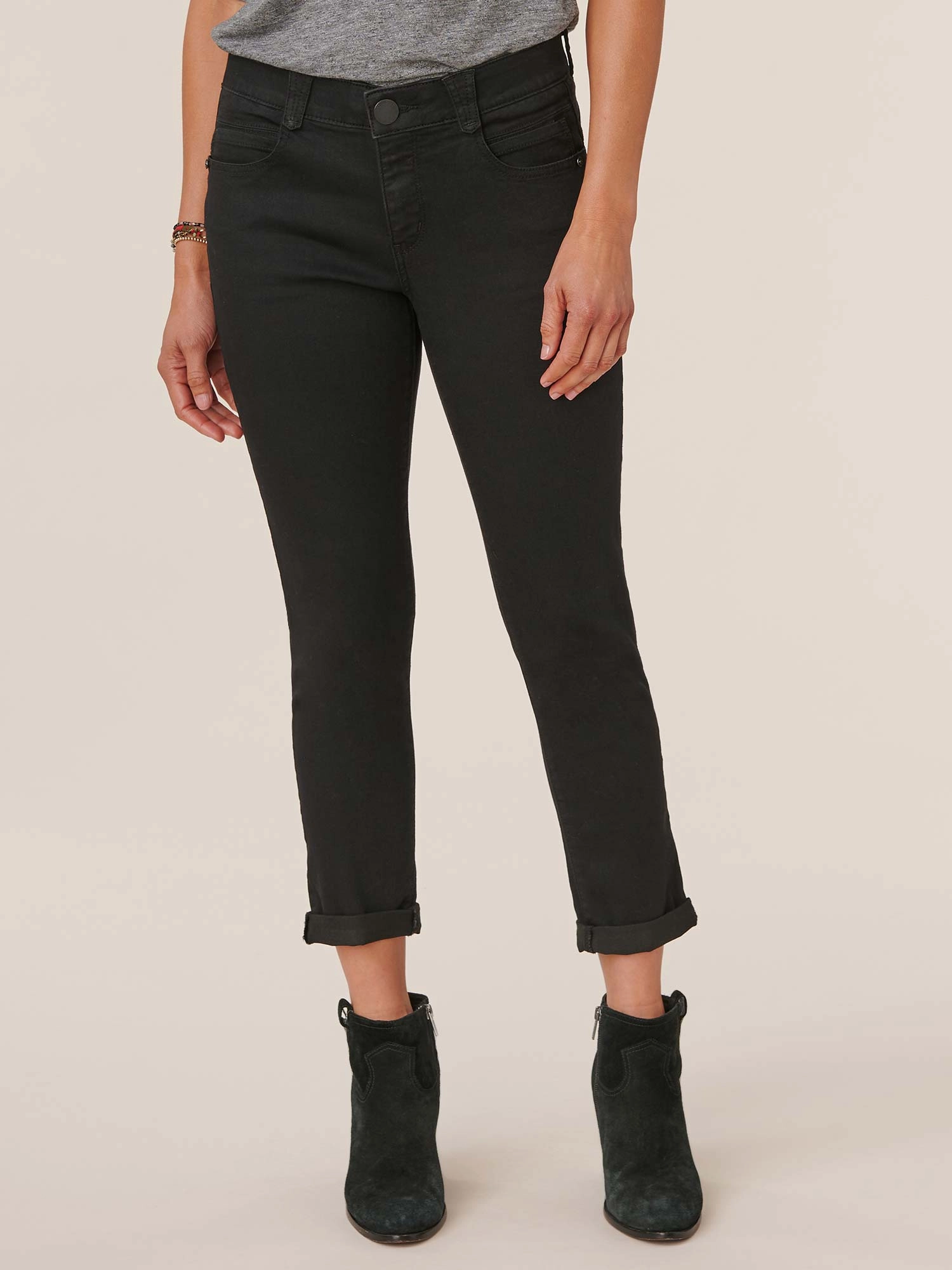 "Ab"solution? Black Denim Petite Ankle Skimmer Active Outfit