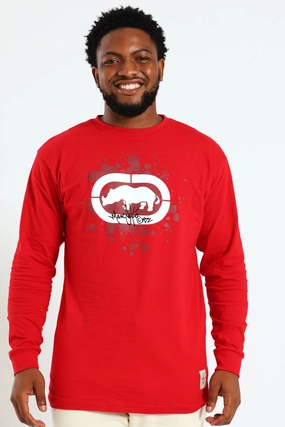 Beach Wear Outdoor Wear Splatter Long Sleeve Tee - Red