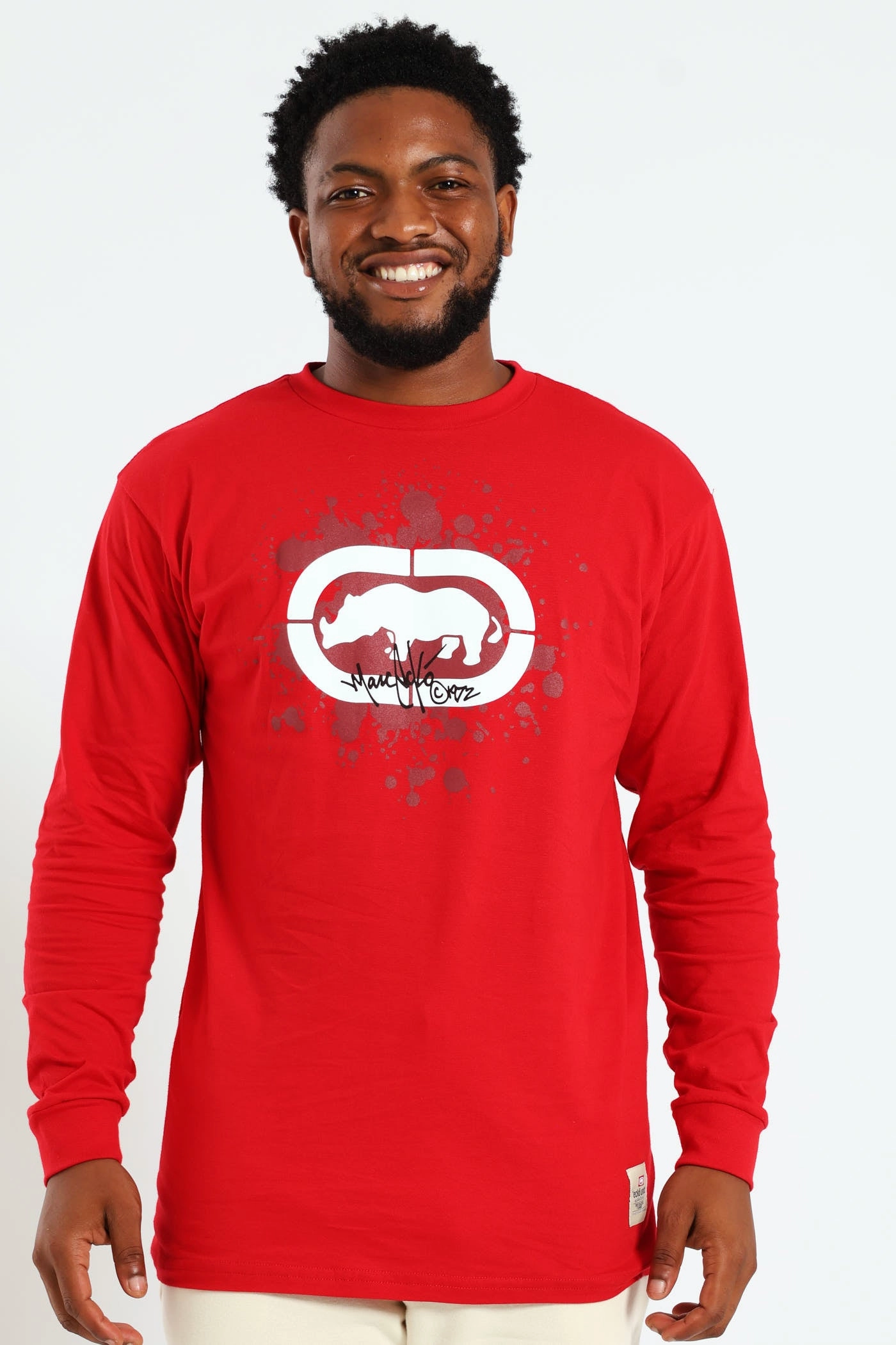UltraLightweight Stretchable Fabric Splatter Long Sleeve Tee - Red