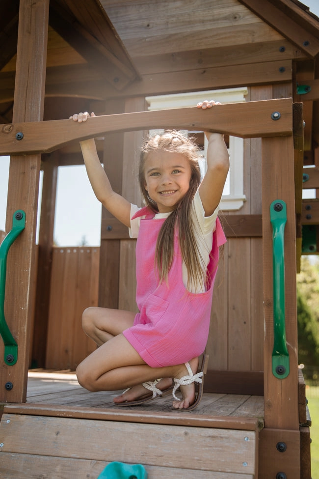 Kid's Well Loved Hot Pink Tie Shoulder Gauze Romper FINAL SALE Relax Comfort Blush Glow