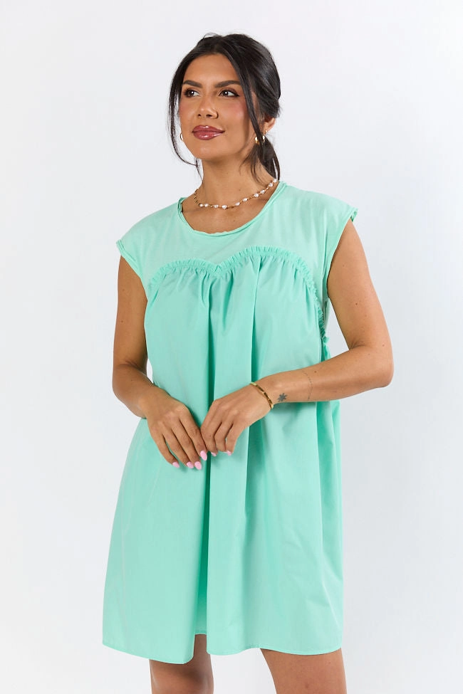 All The Buzz Mint Knit and Woven Mix Dress FINAL SALE Neutral Feel
