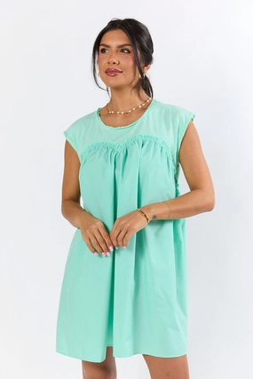 All The Buzz Mint Knit and Woven Mix Dress FINAL SALE Neutral Feel