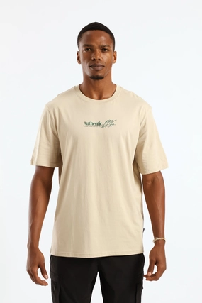 Cozy And Warm Photo Topographic Mt Front & Back Tee - Taupe