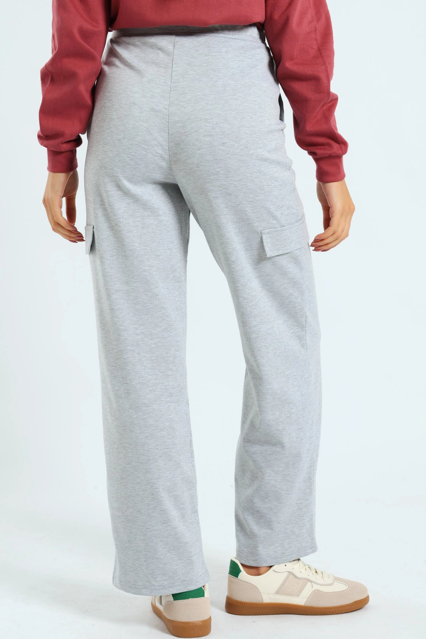 Pinched Seam Utility Ponti Wideleg Trouser - Grey Melange Durable Material Chilly Comfort