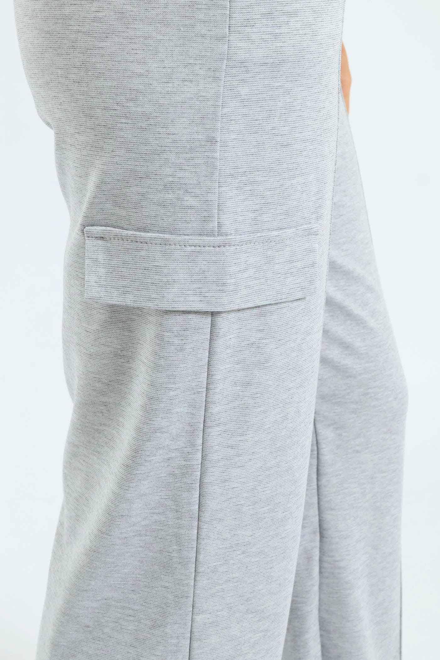 Pinched Seam Utility Ponti Wideleg Trouser - Grey Melange DurableReinforcedMaterial Relaxed Fit