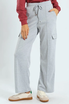 Pinched Seam Utility Ponti Wideleg Trouser - Grey Melange Training Comfort